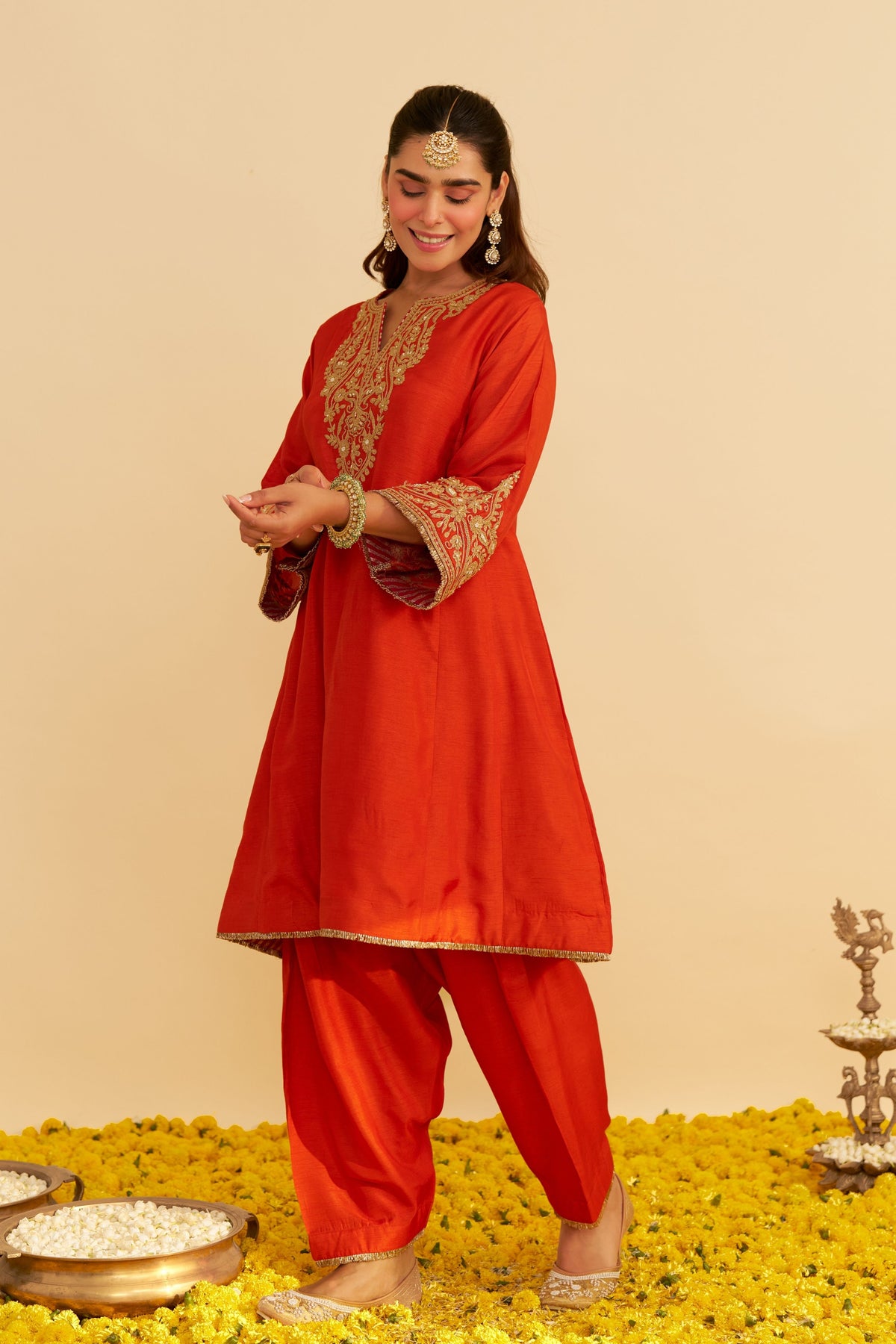 Marwa Orange Chauga With Salwar