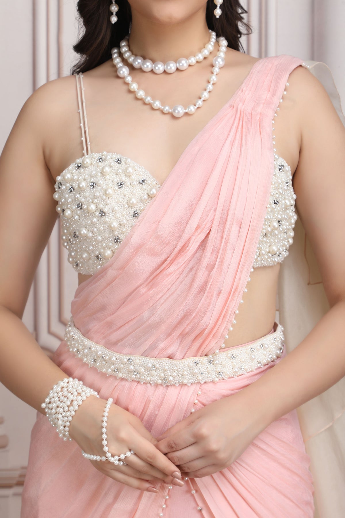 Pearl Embellished Drape Saree