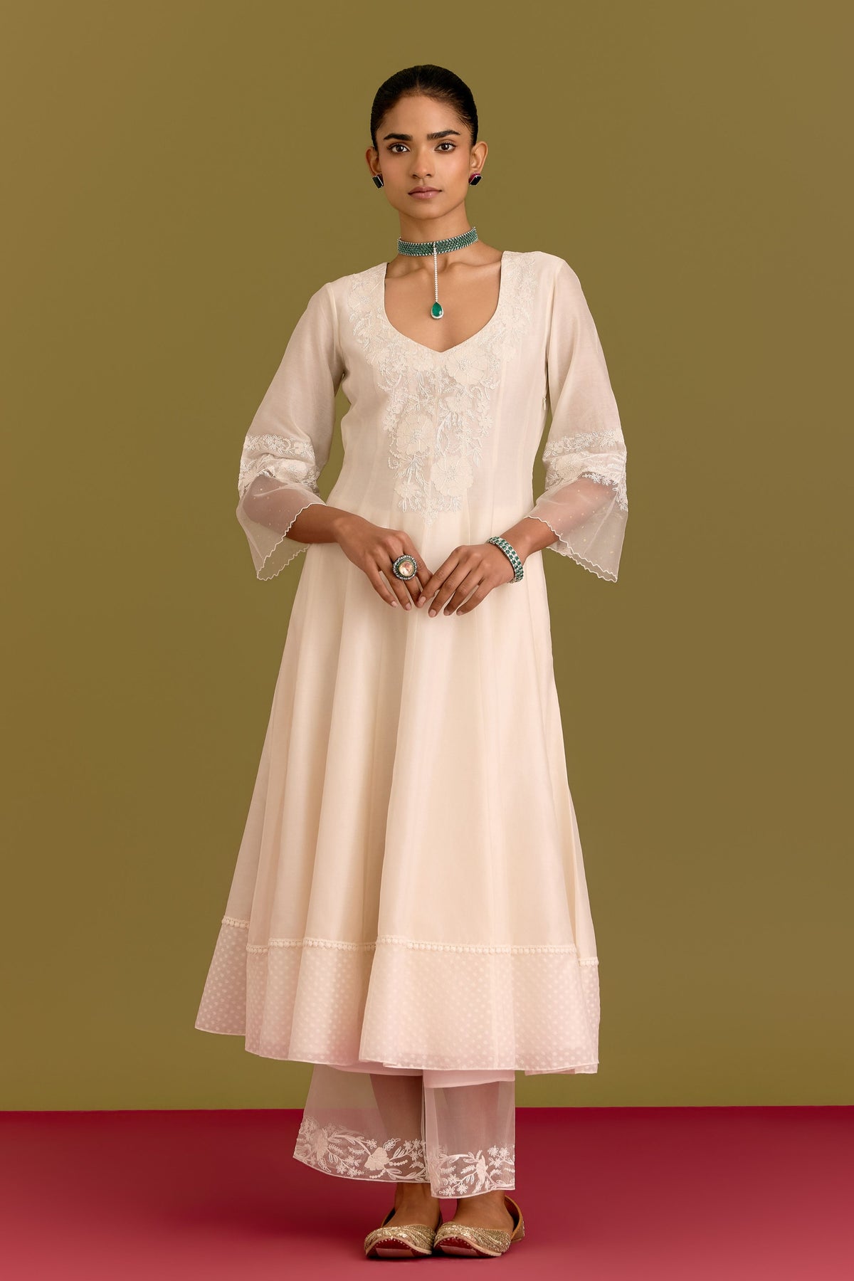 Ivory Anarkali Set