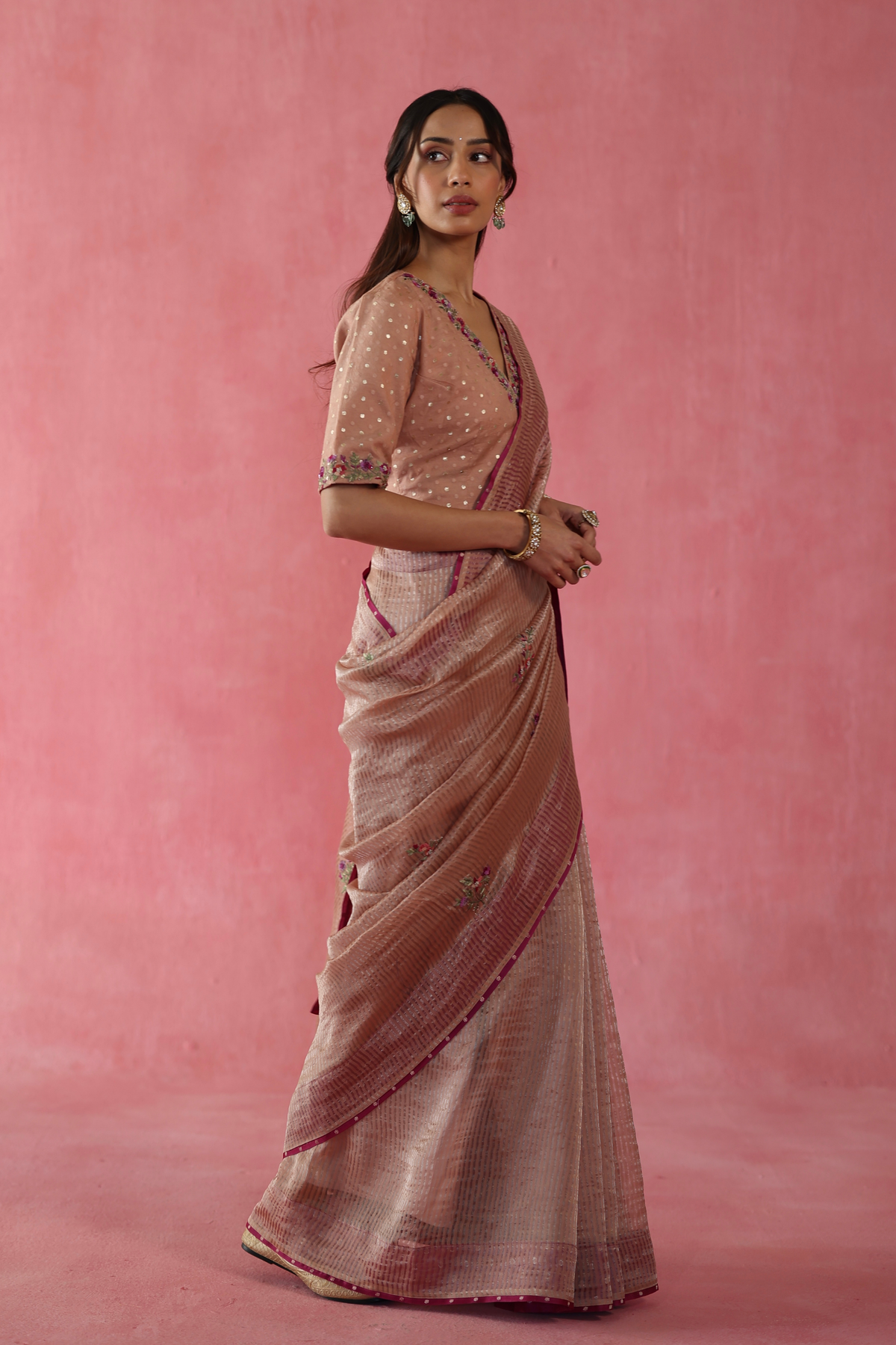 Beige Anjeer Saree