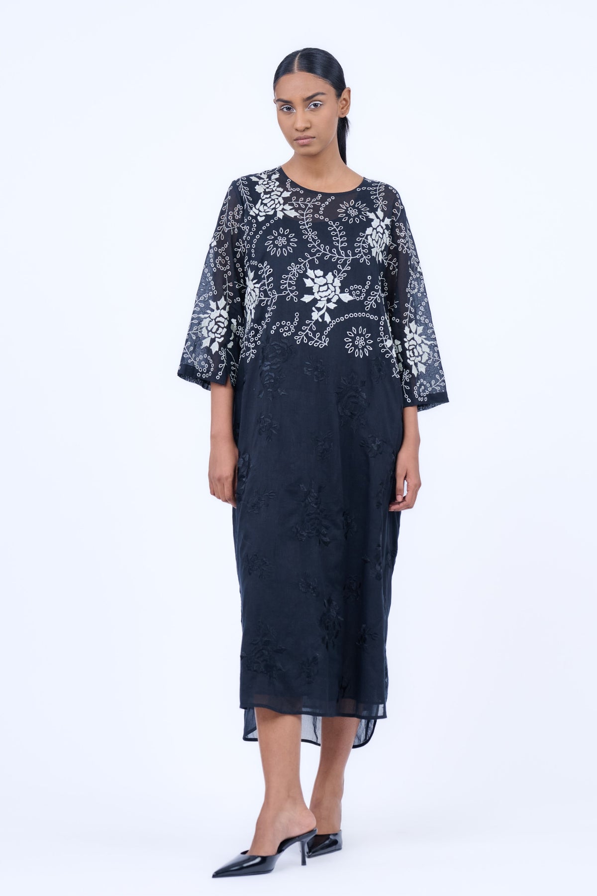 Black Cutwork Cotton Dress