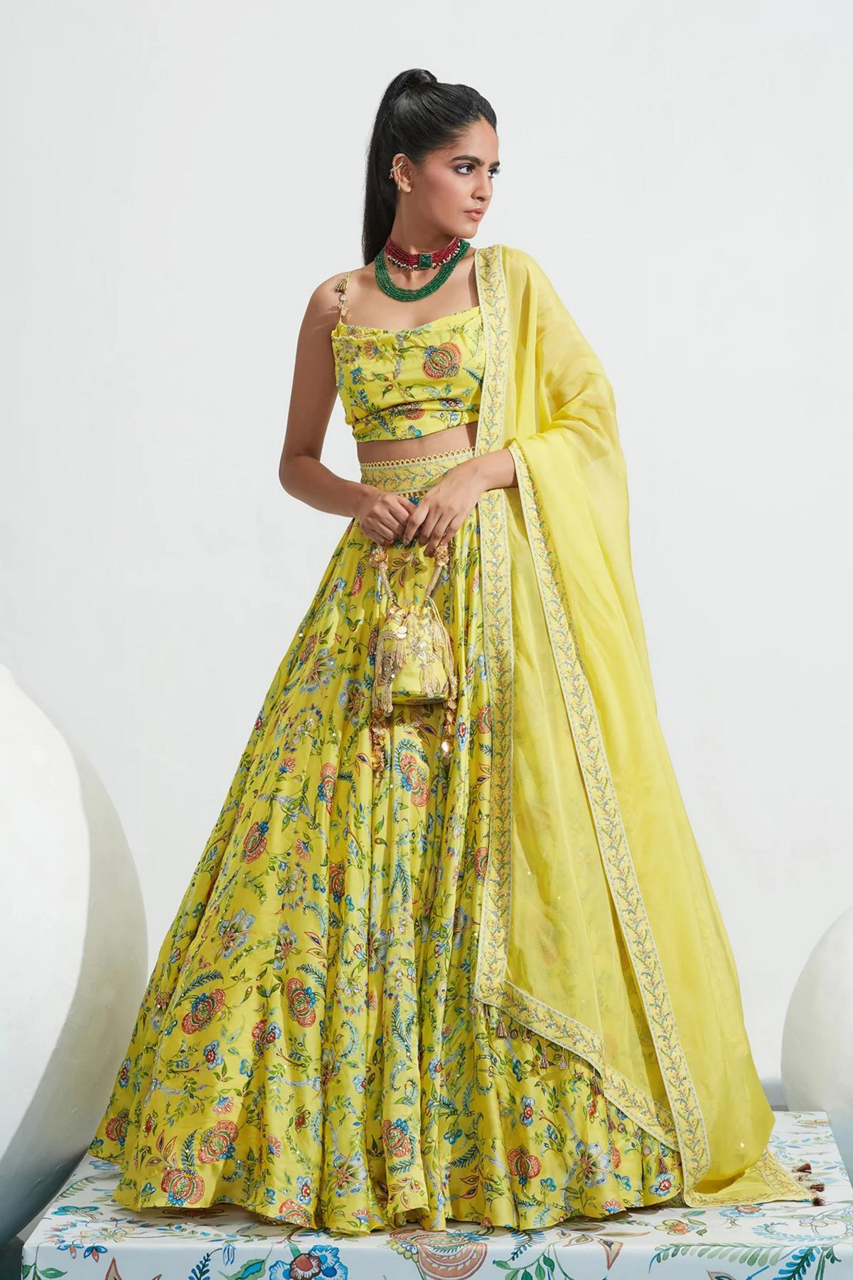 Daniya Yellow Embroidered Lehenga Set
