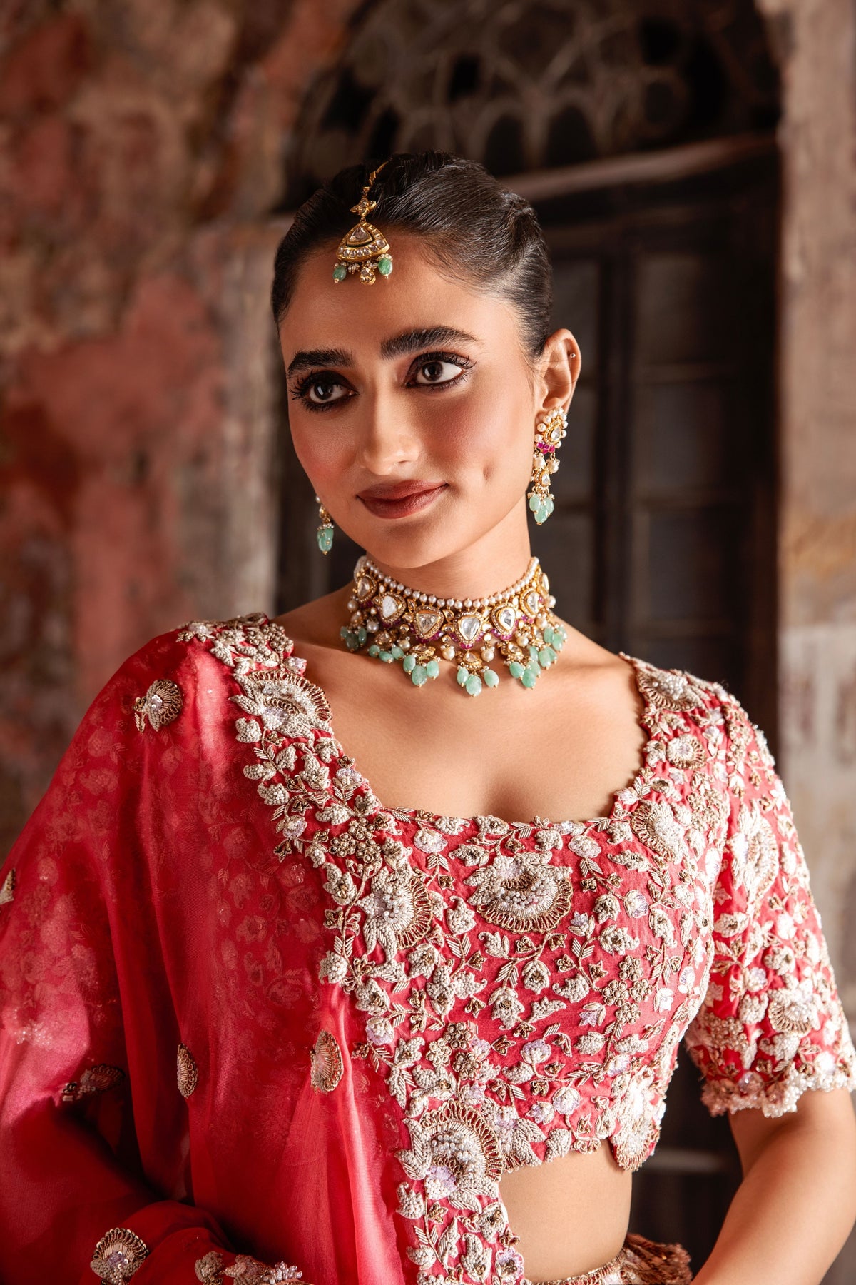 Deep Peach Lehenga Set