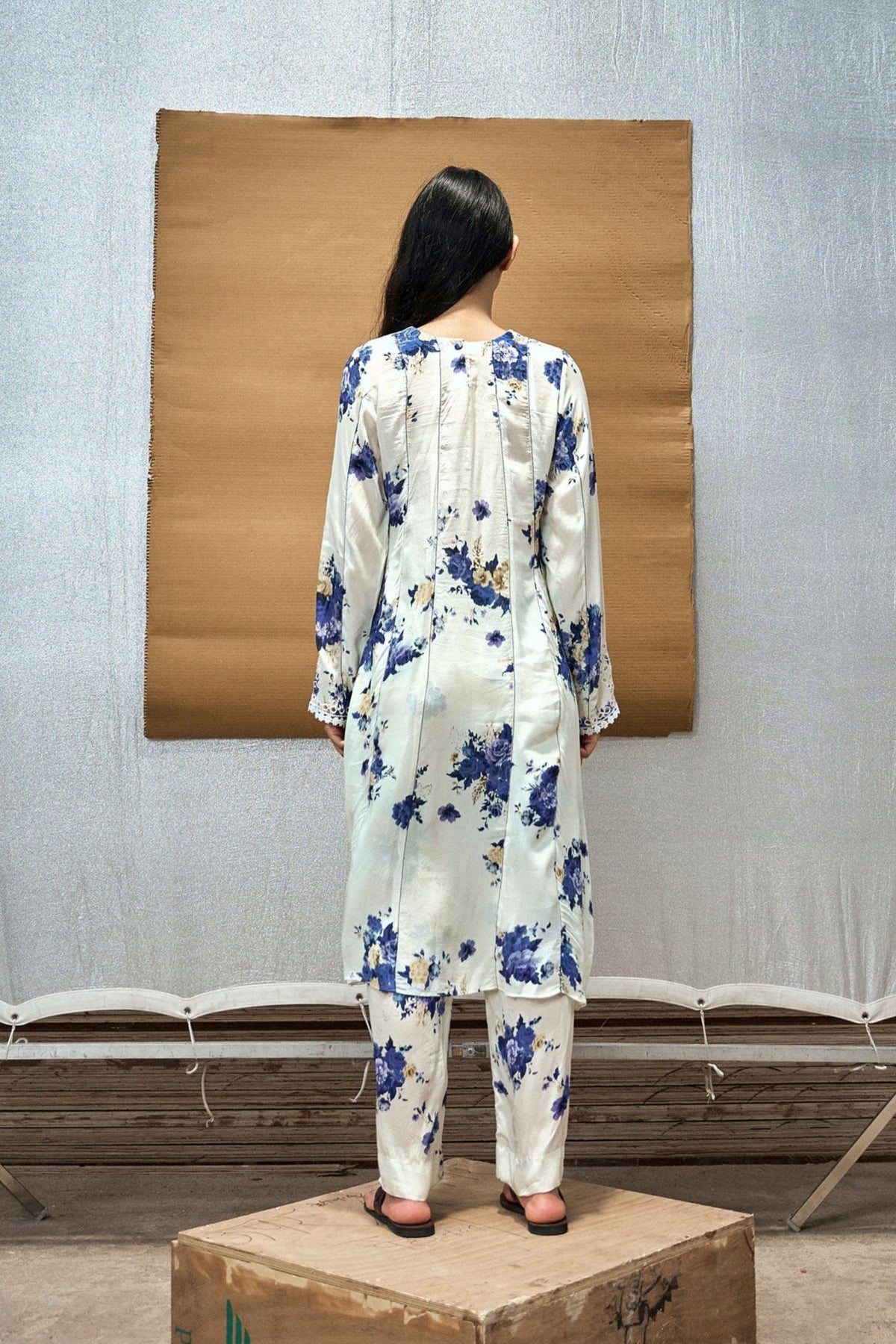 Ivory and Indigo Kurta Pant Set