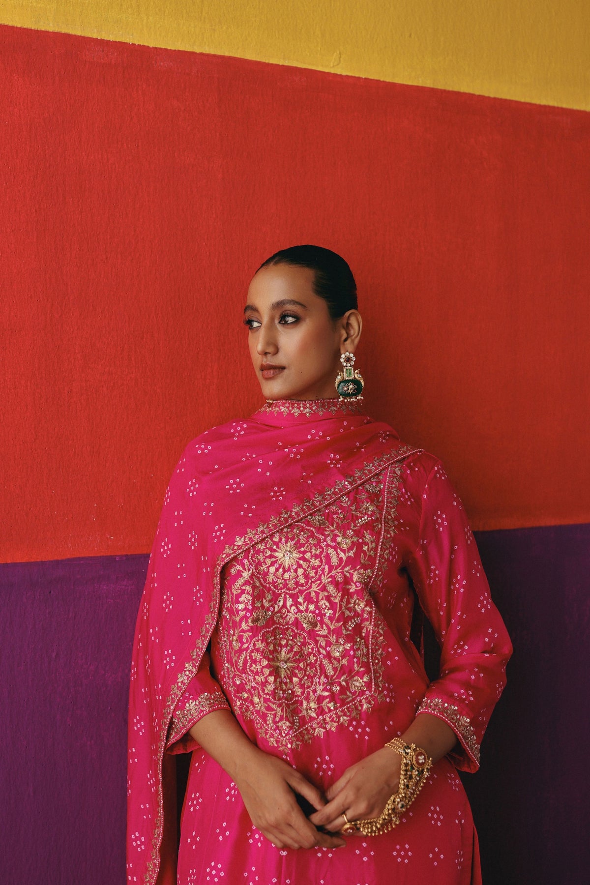Flower Bandhani Kurta Set