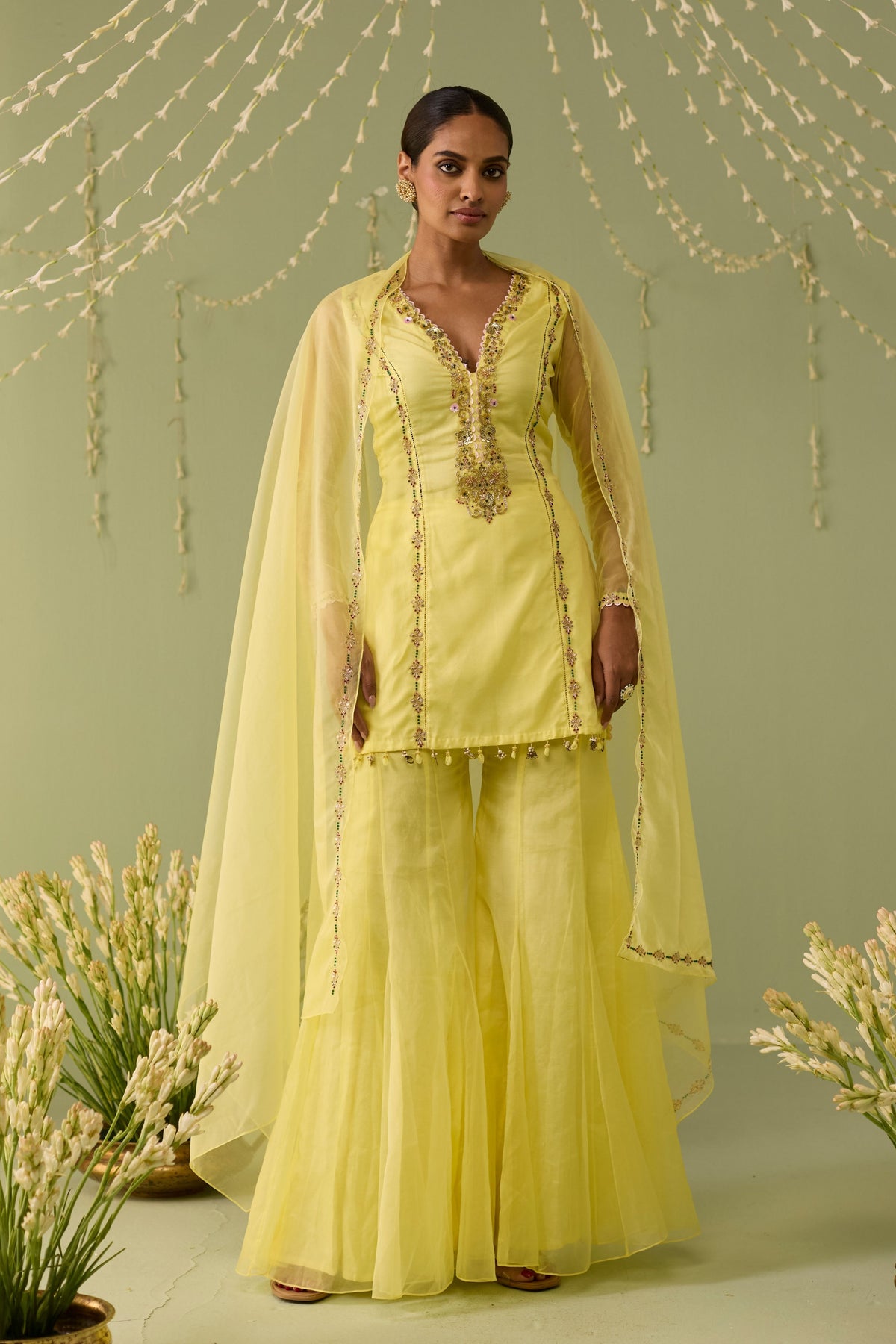 Yellow Organza Sharara Set