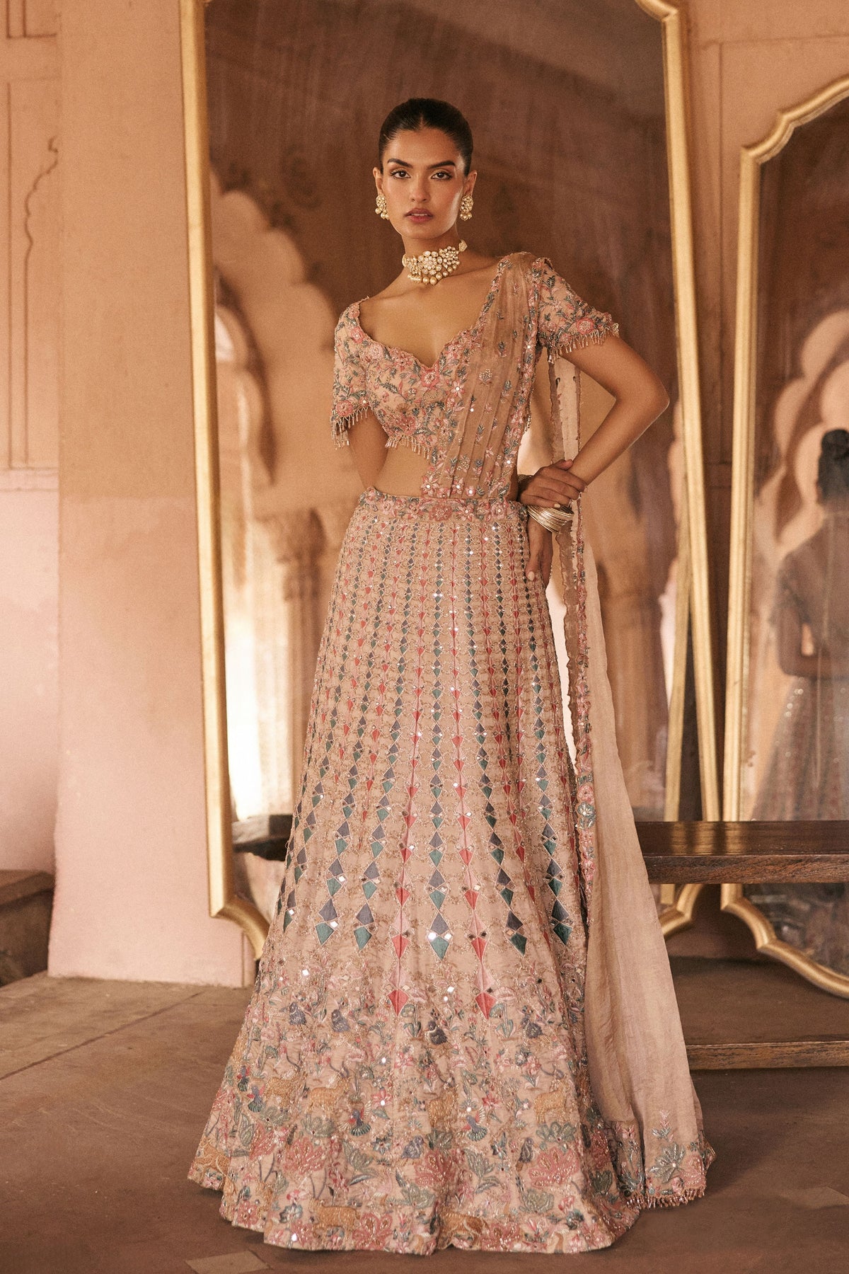 Multi Coloured Innovative Lehenga Set