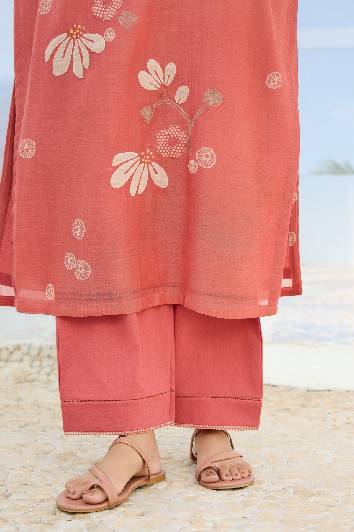 Hibiscus Applique Kurta Set