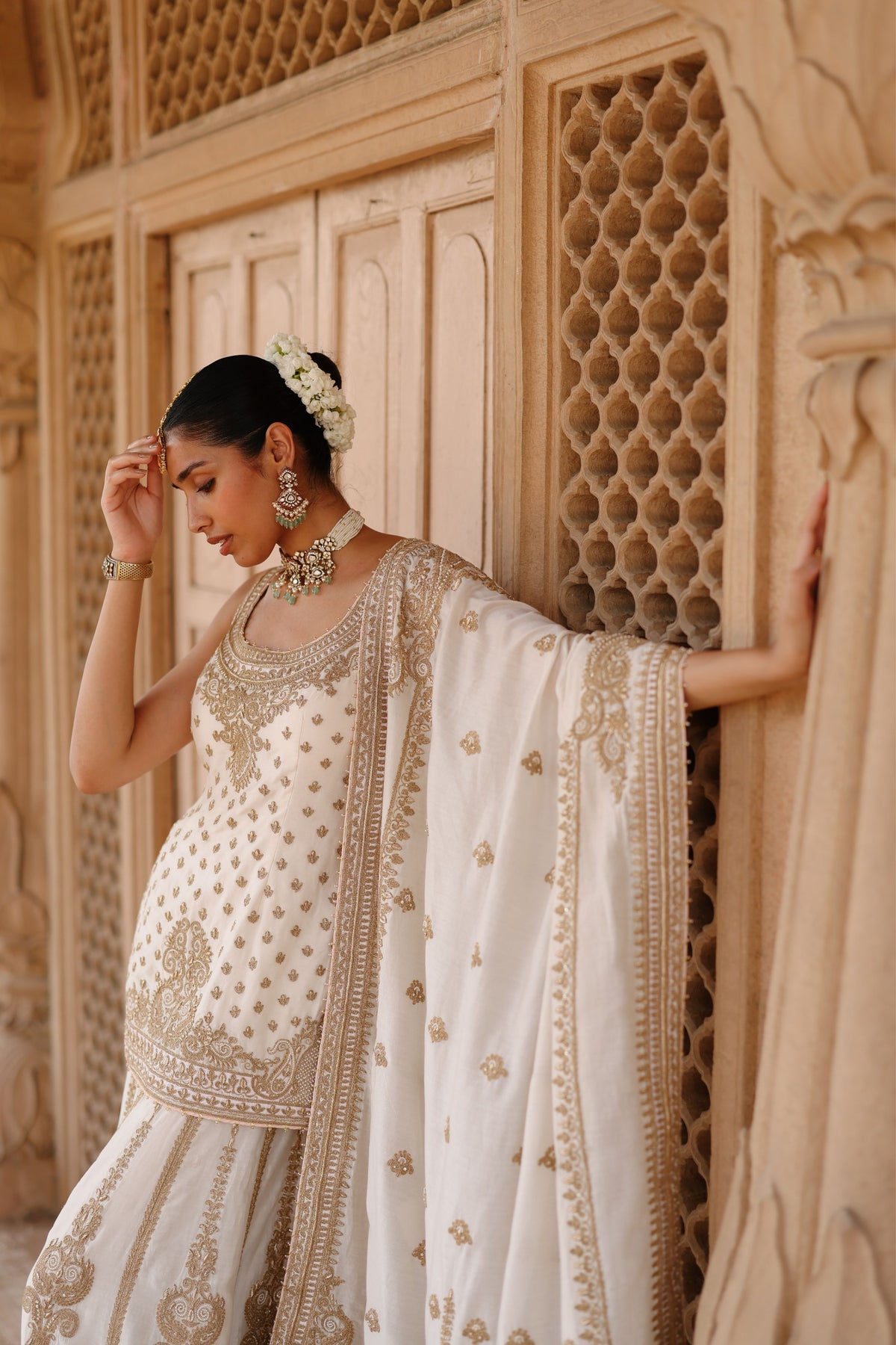 Shabnam Ivory Sharara Set