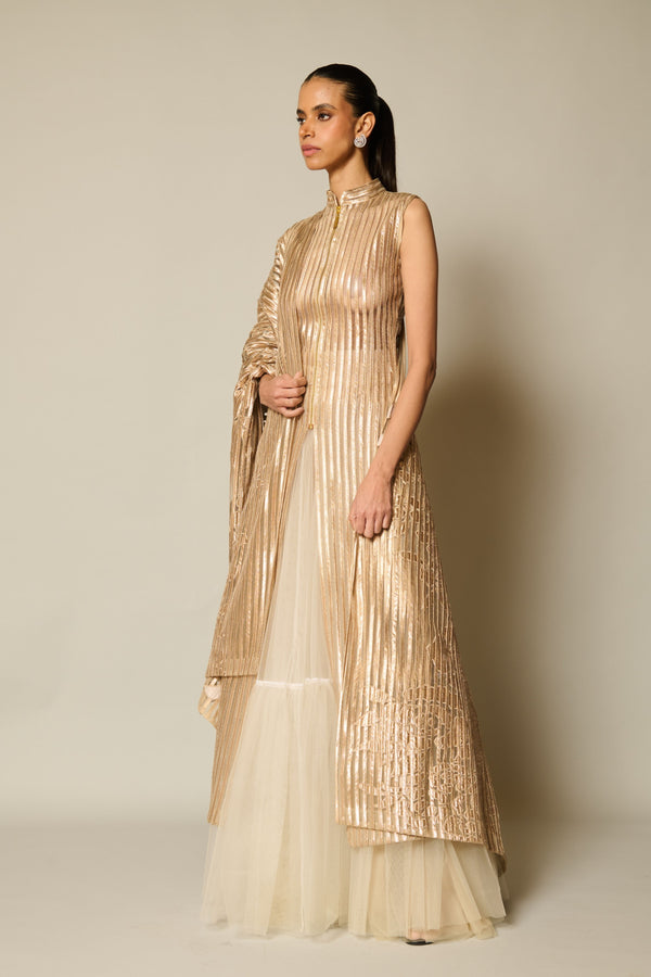 Siddartha Tytler - Checkmate Nude Tulle Skirt - Elahe