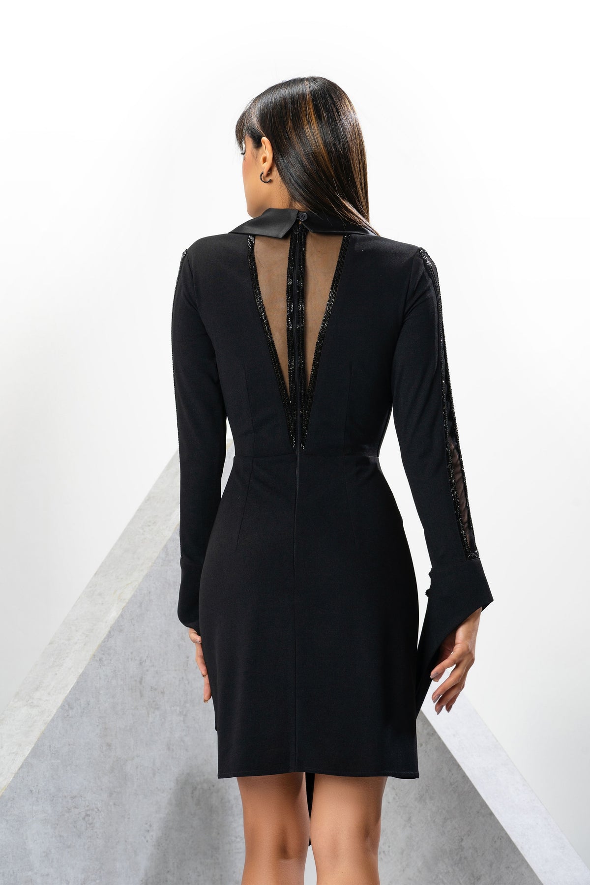 Eveyln Triangle Black Mini Dress