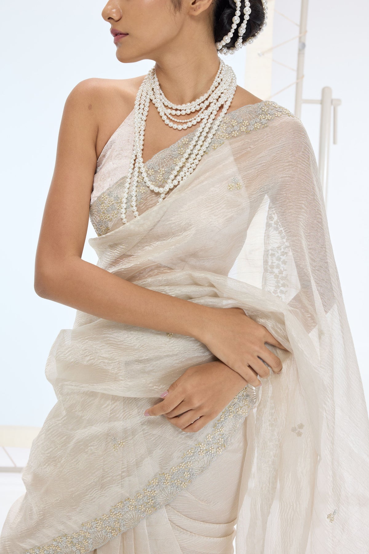 Eva Saree in Champagne