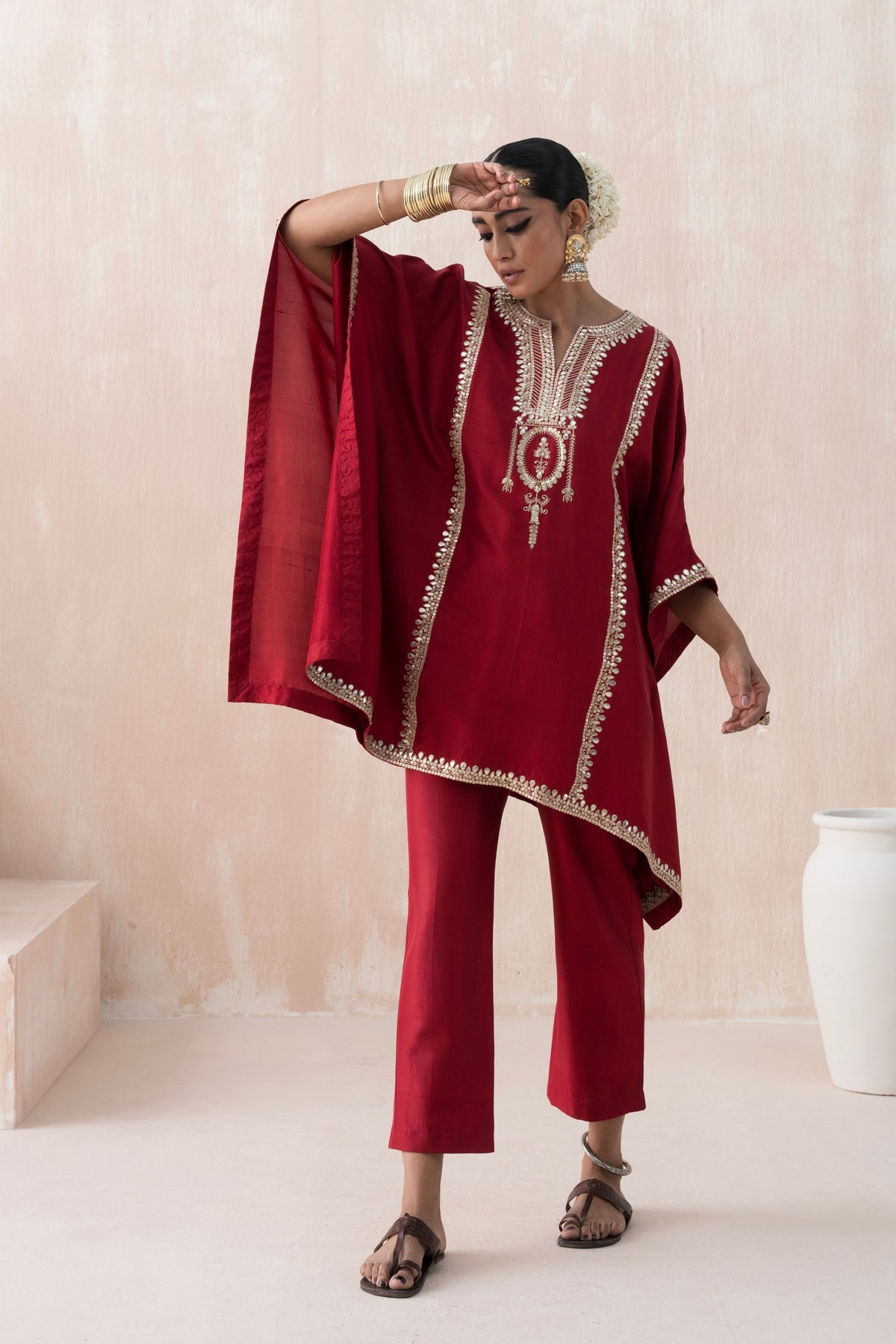 Maroon Kaftan Set