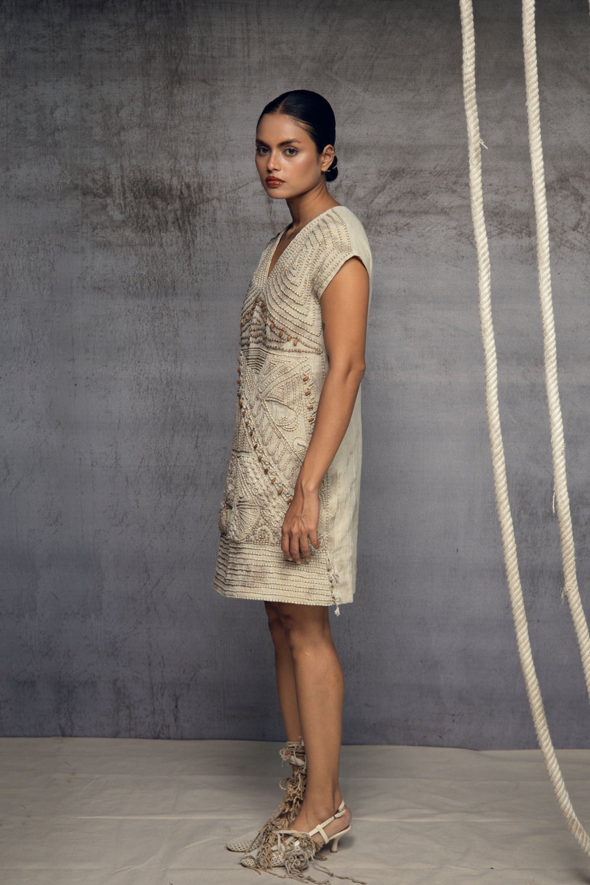 Ivory Crushed Short Dress
