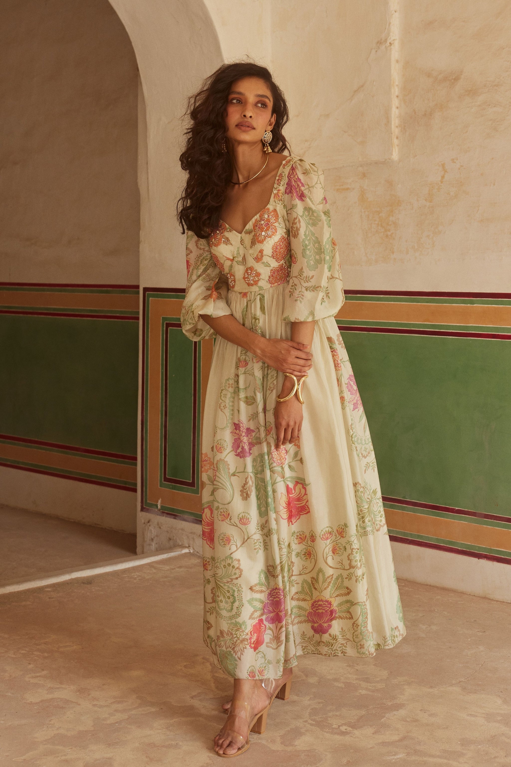 Paulmi and Harsh - Floral Printed Corset Maxi Dress - Elahe Paulmi and Harsh - Floral Printed Corset Maxi Dress - Elahe