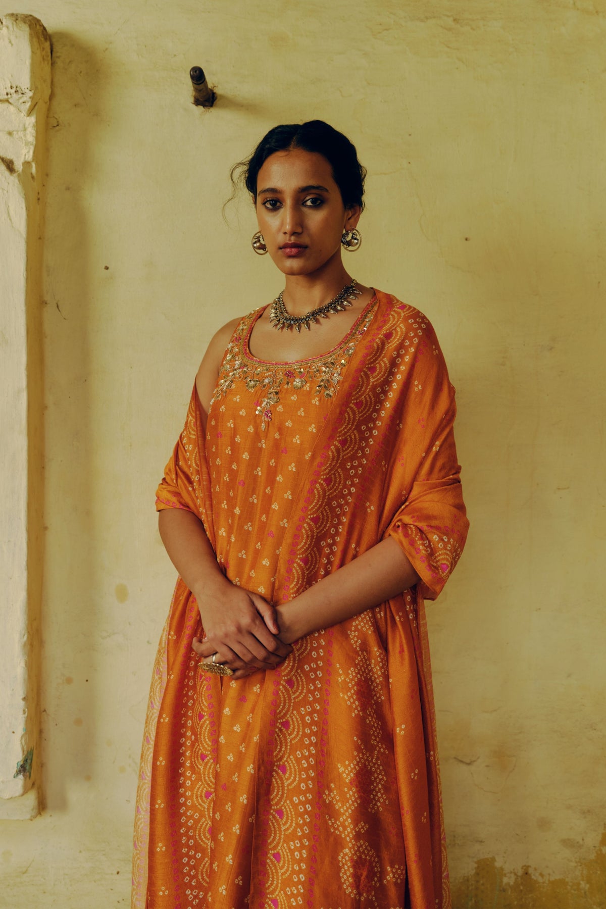 Mix Print Ochre Kurta Set