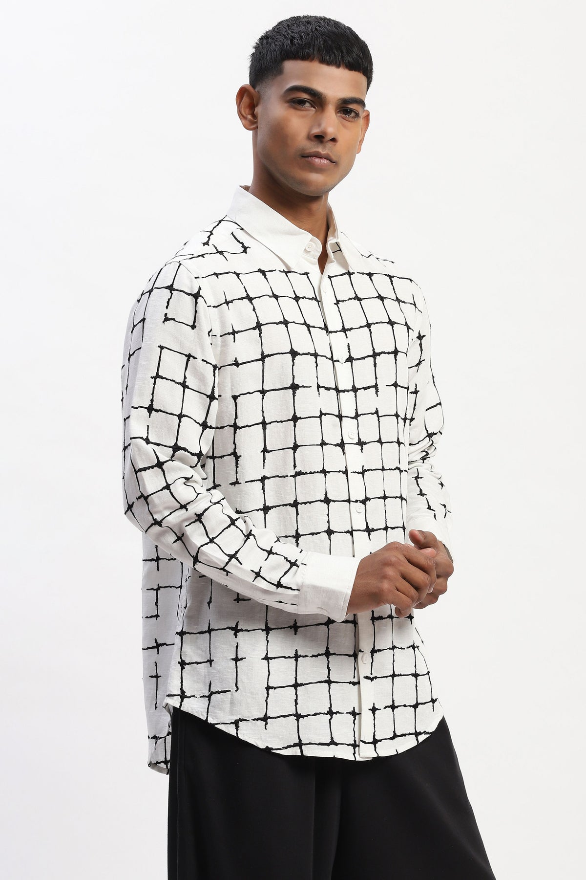 Embroidered Grid Shirt