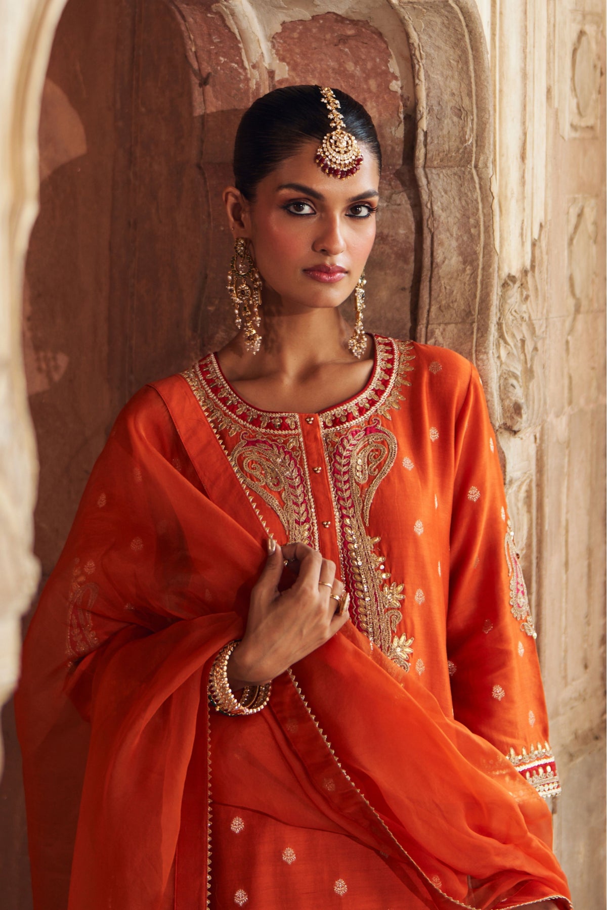 Fahmida Orange Kurta With Salwar