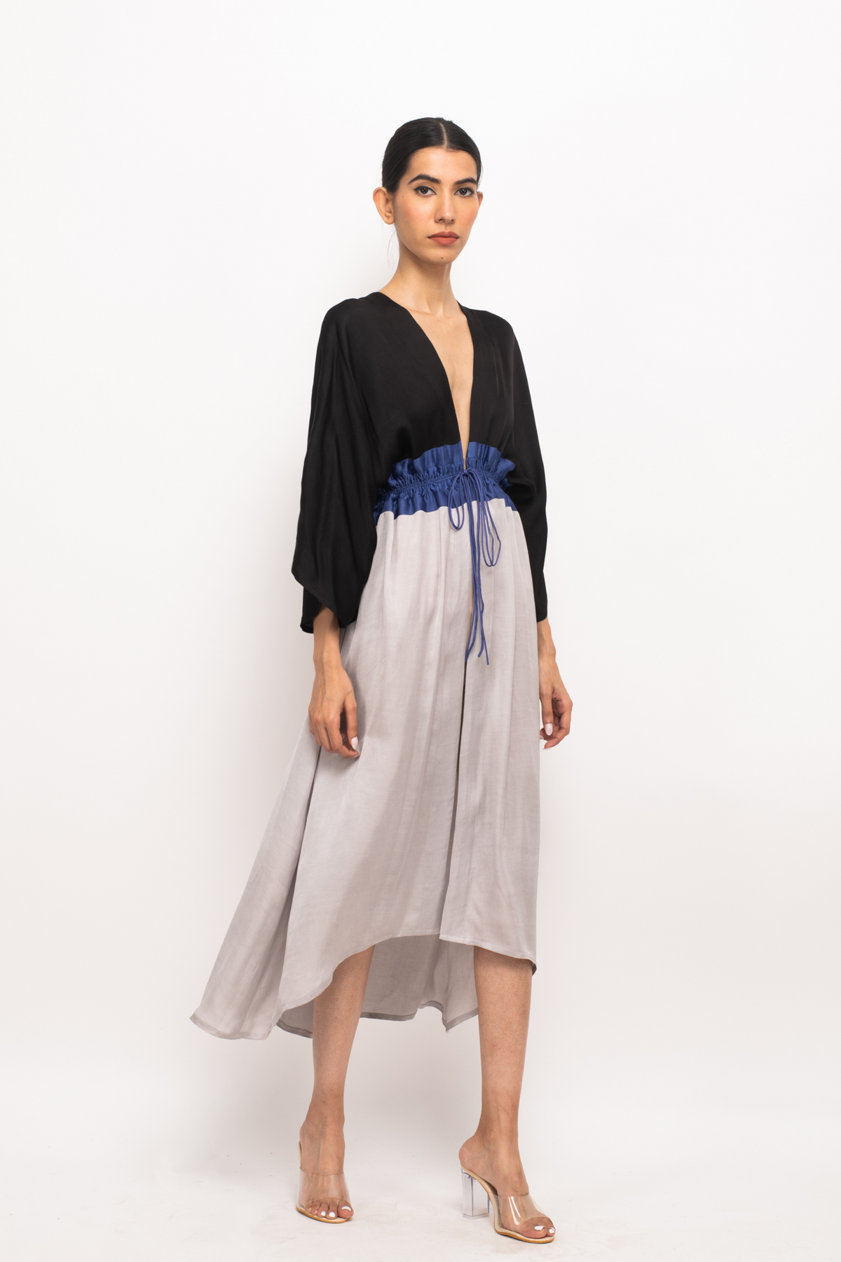 Black and Grey High Low Cape
