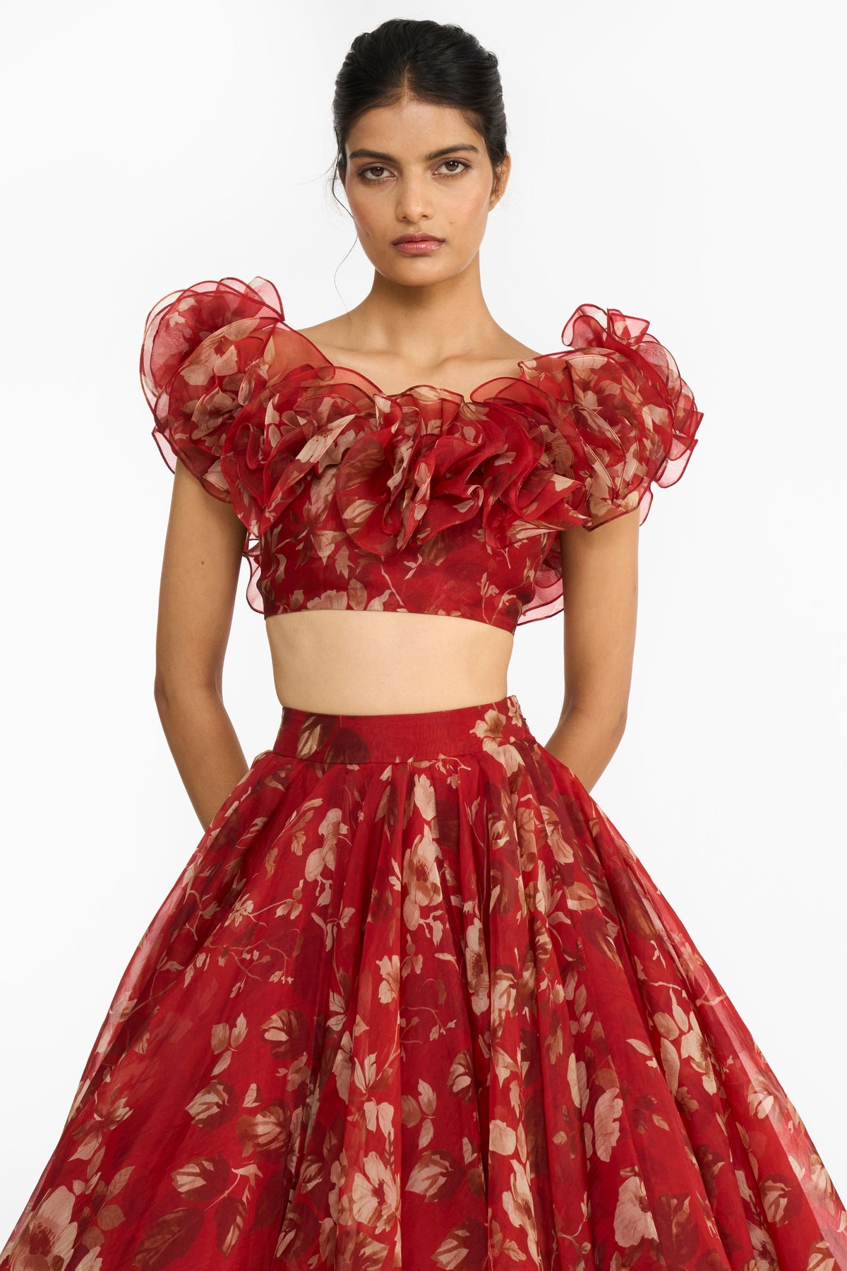 Red Forest Lehenga Set