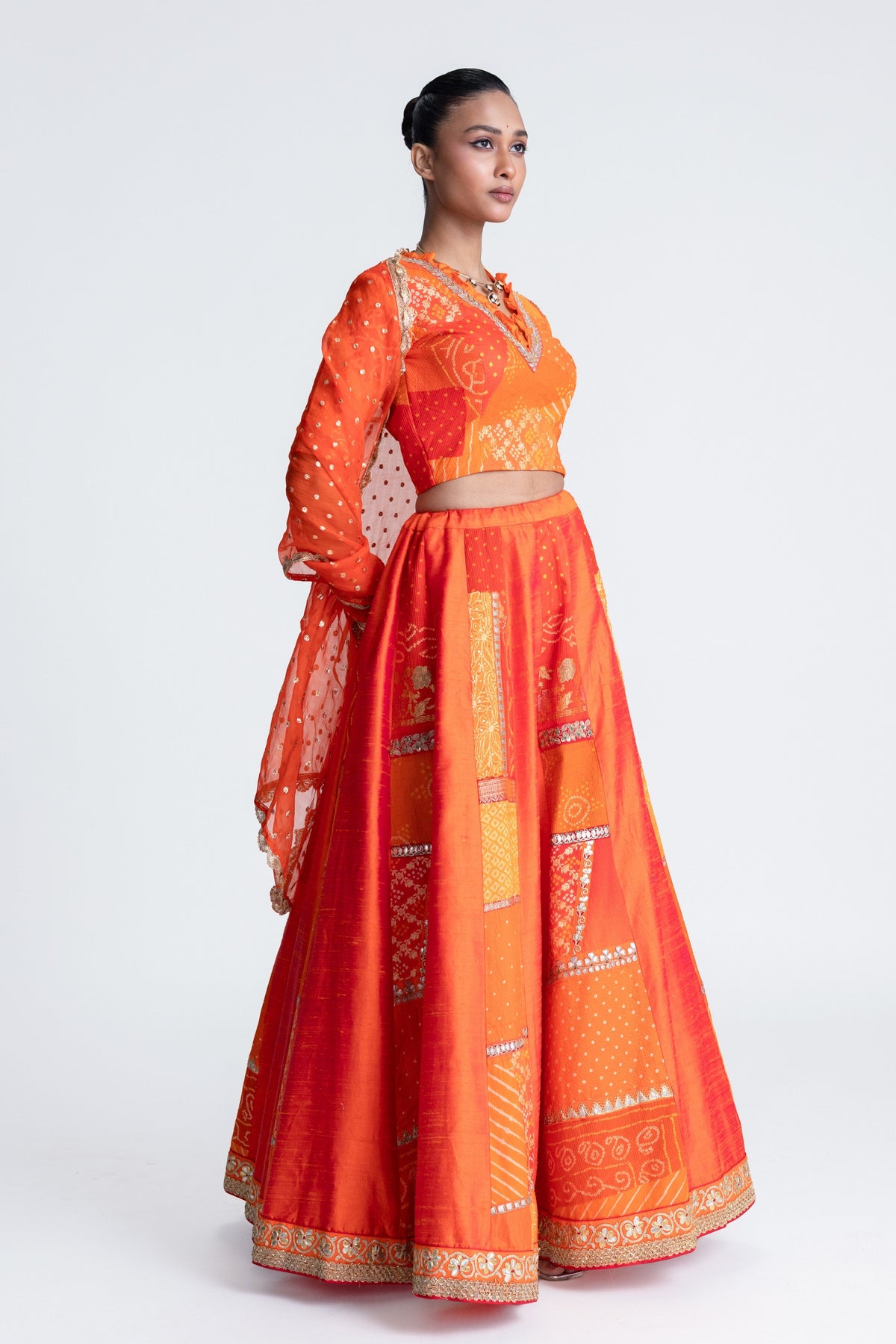 Orange Patchwork Lehenga