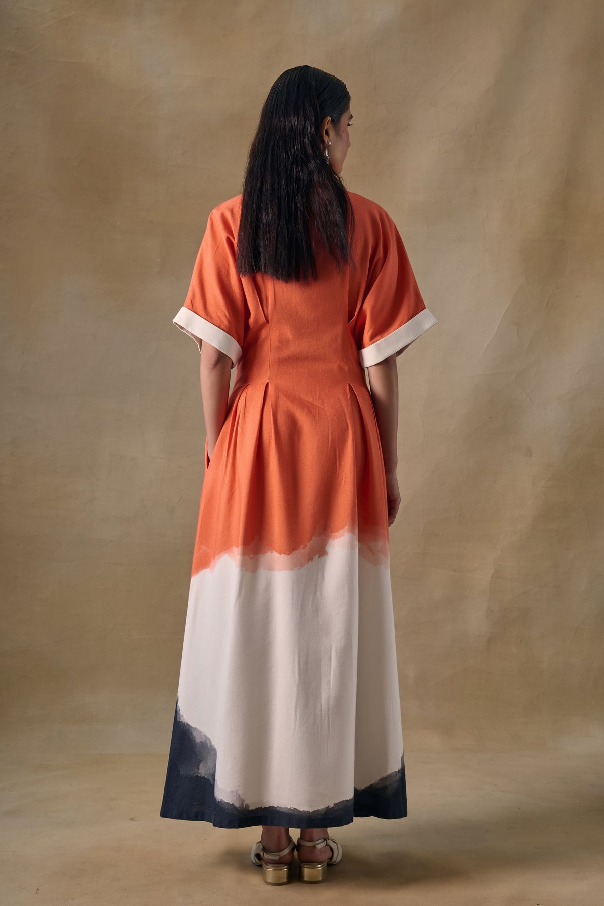 Orange Washed Kimono Dress
