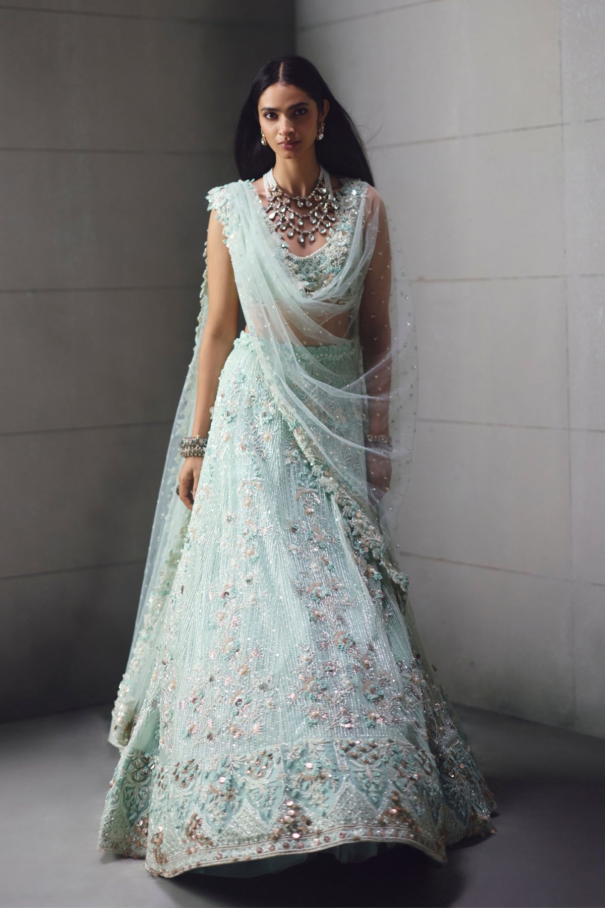 Aqua Embellished Lehenga Set