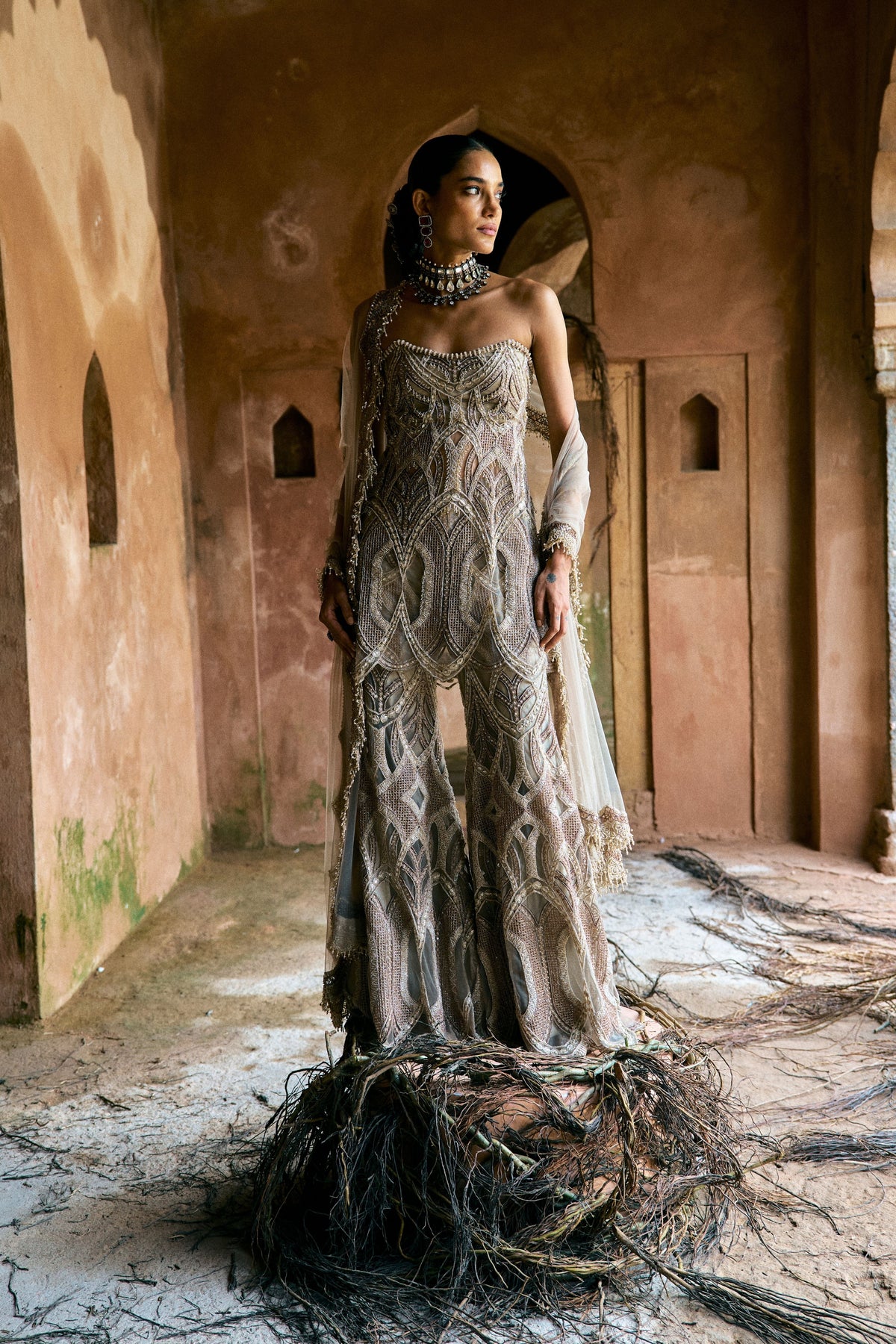Mocha Sharara Set