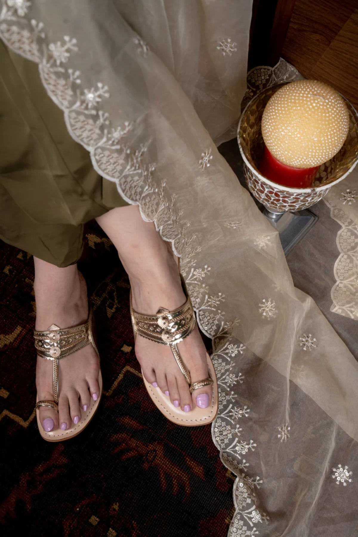 Lexie Gold Kolhapuri Sandals