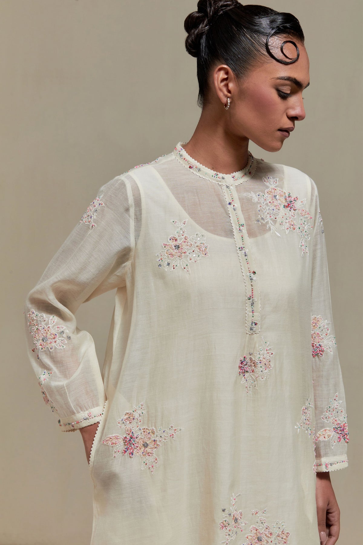 Pink Applique Kurta And Pants