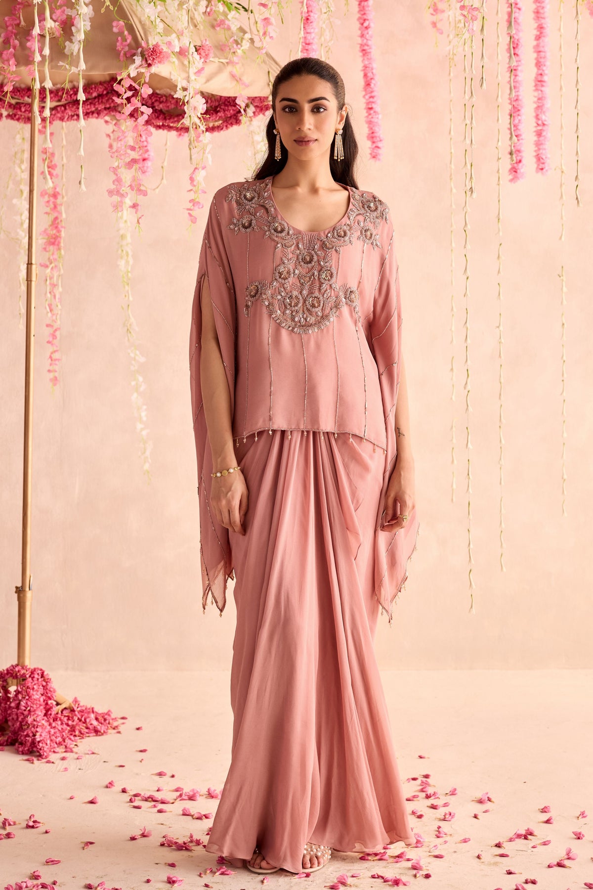 Flora Kaftan with Drape Skirt