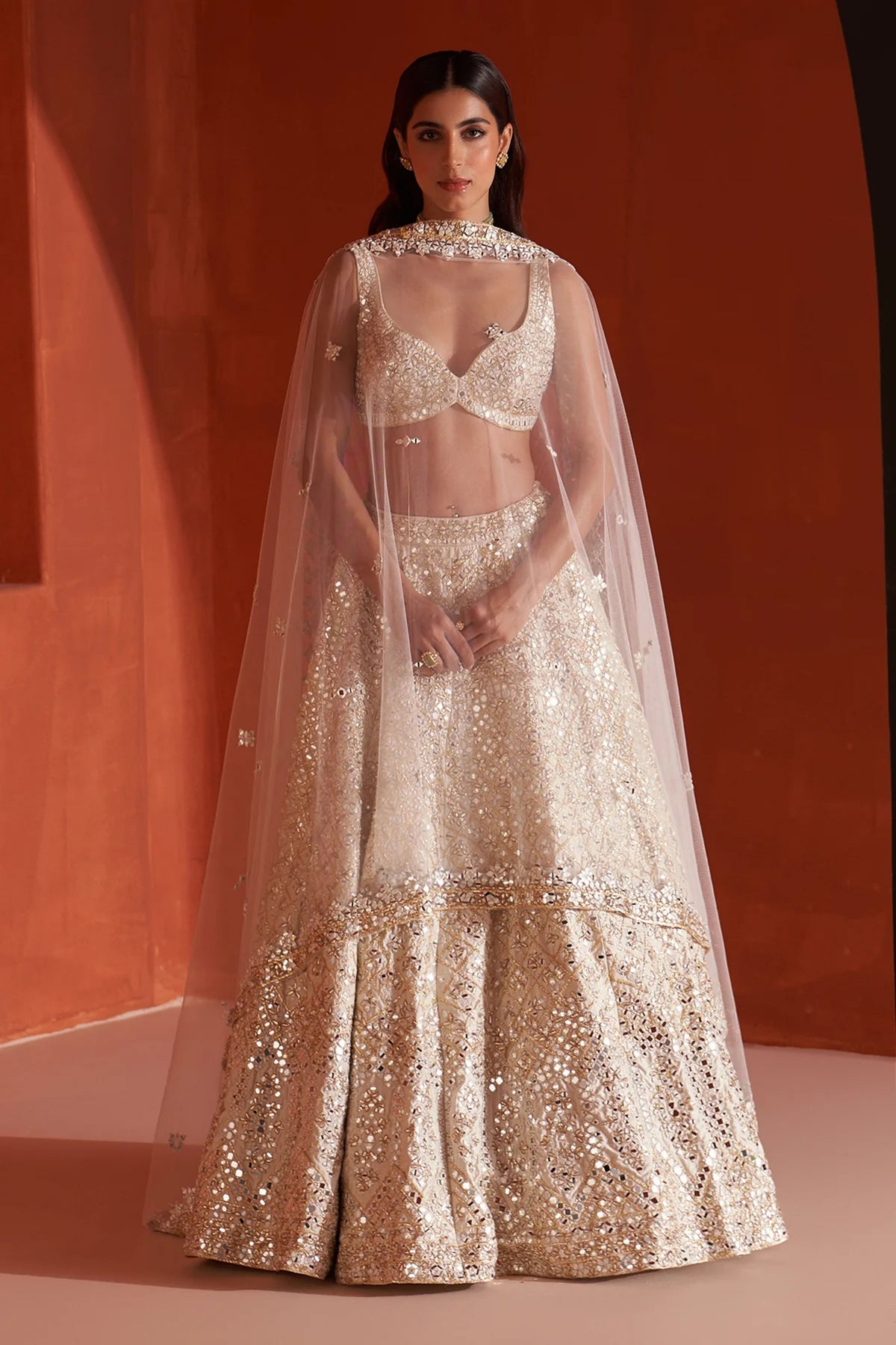 Ivory Raw Silk Lehenga Set