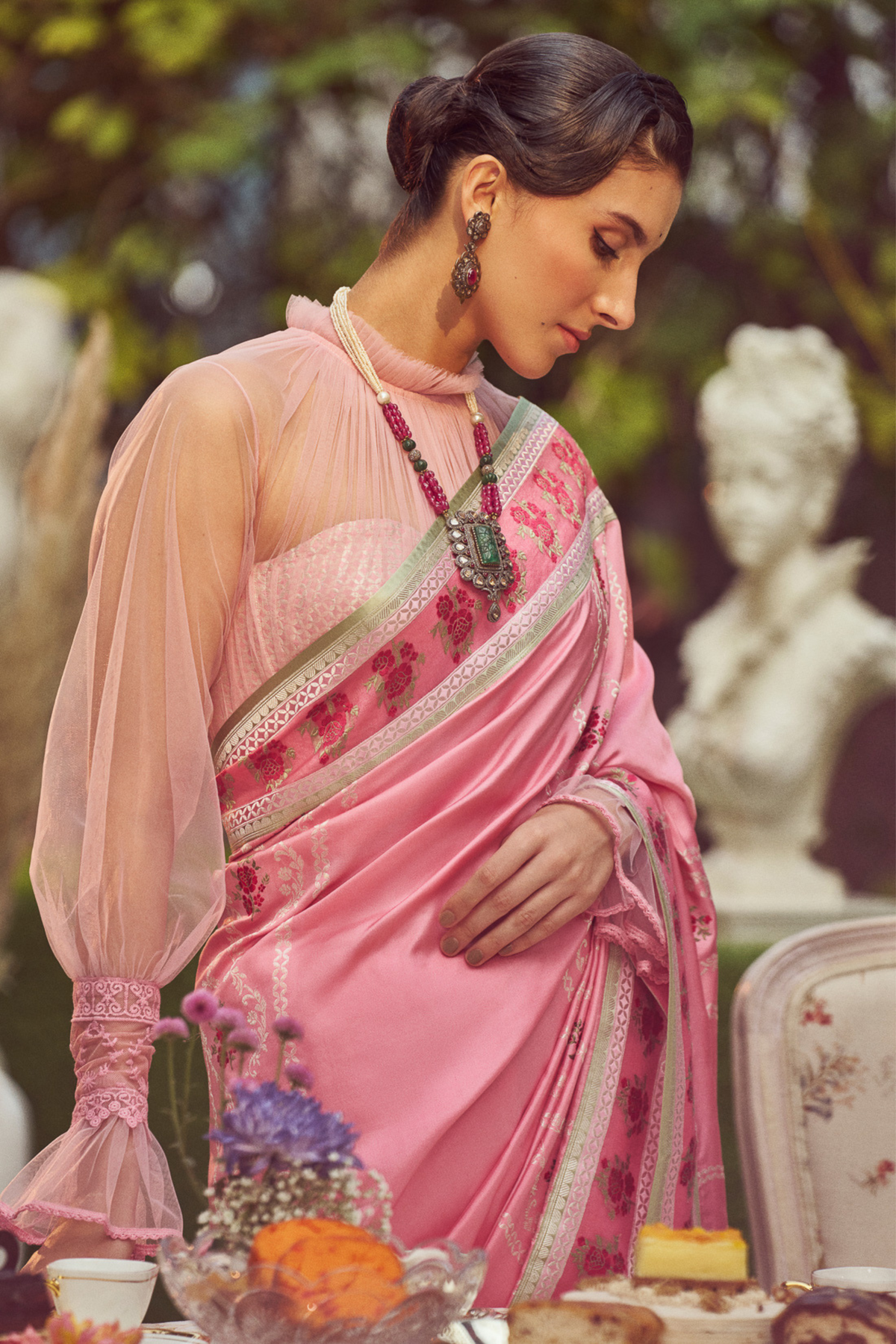 Pink Meenakari Zari Handloom Sari