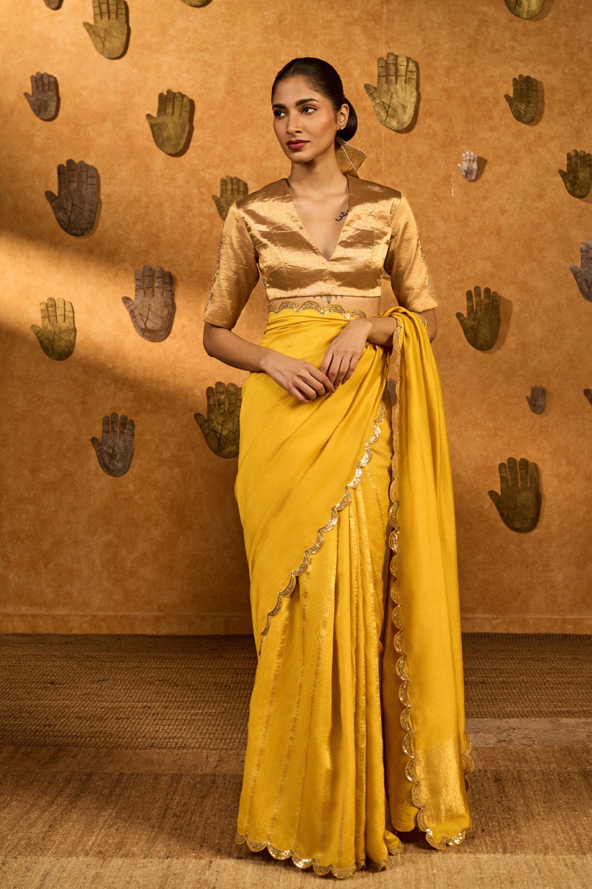 Yellow Bird Tales Saree