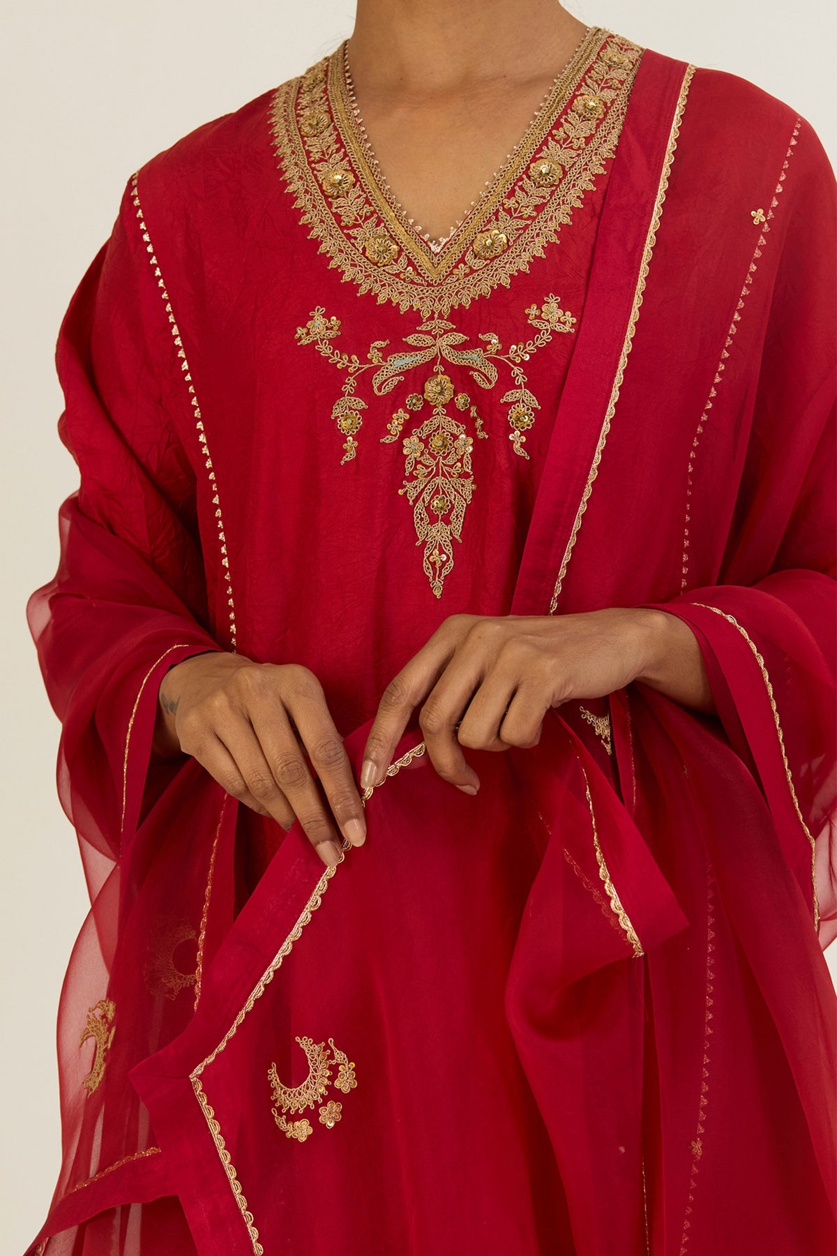 Advika Red Dupatta