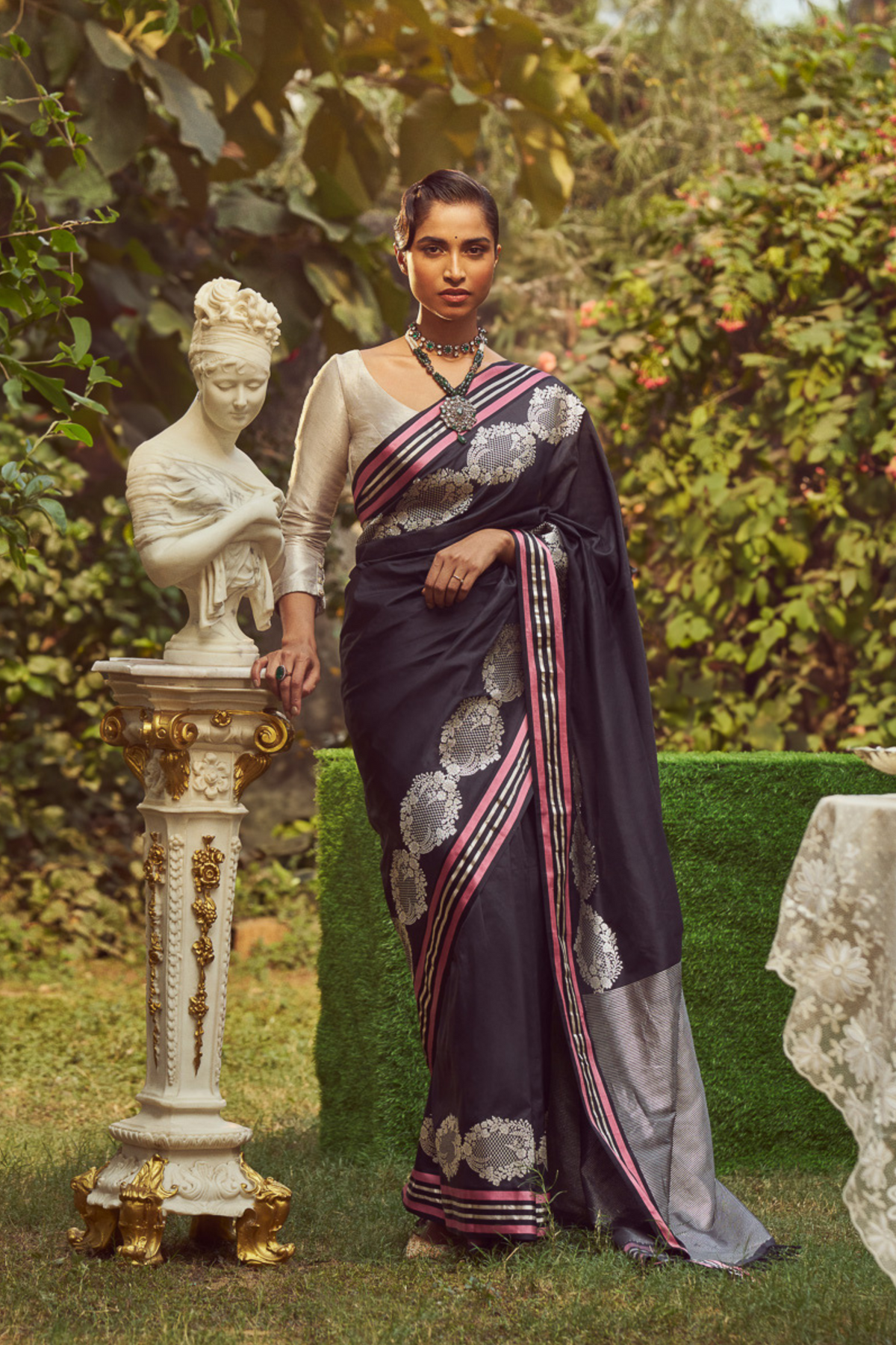 Black Zari Handloom Sari