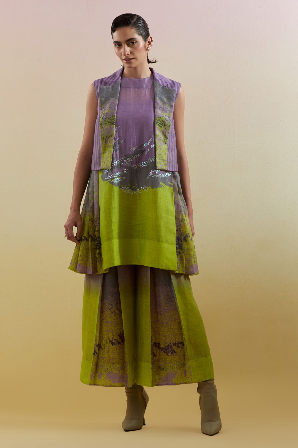 Gliss Lilac & Neon Tunic Set