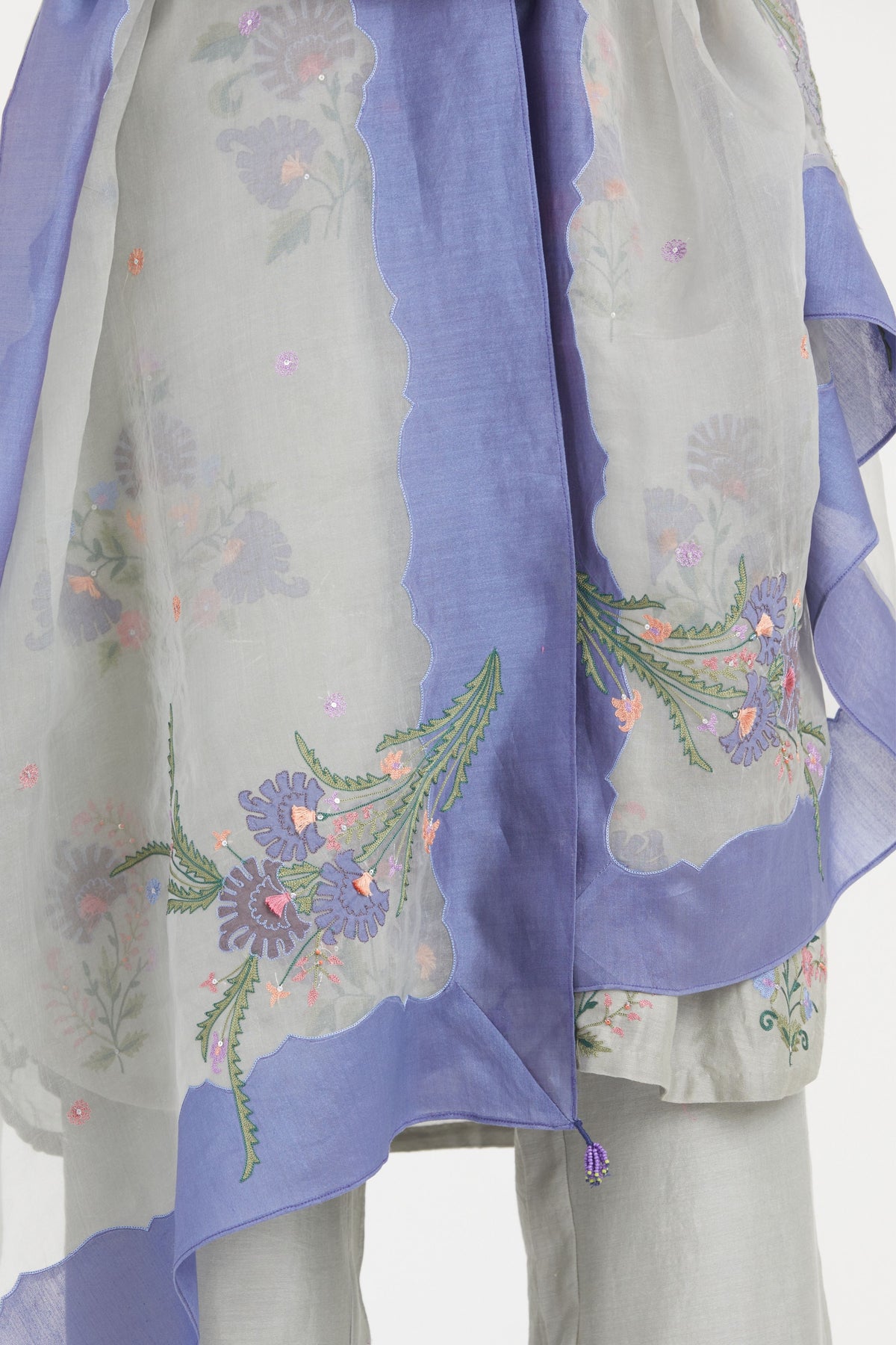 Silk Bluish Grey Kurta Set