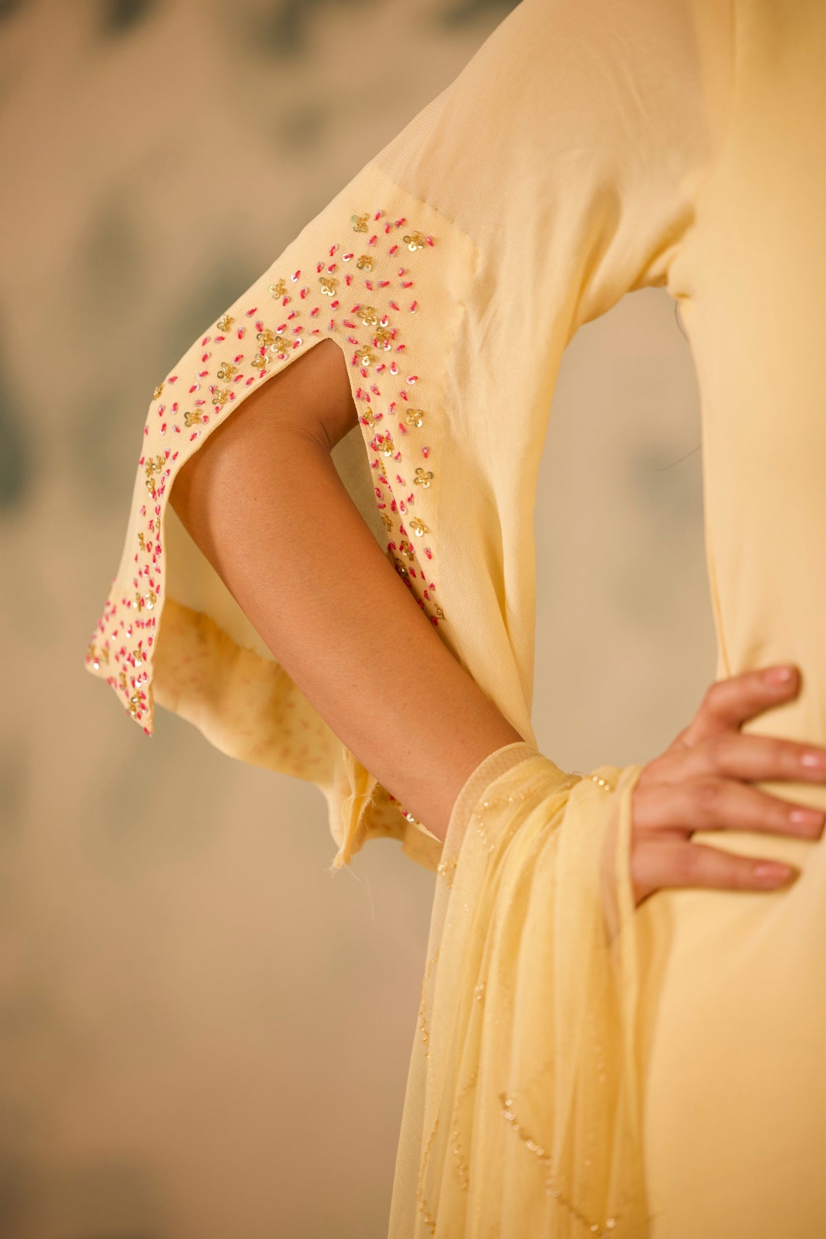 Light Yellow Kurta Set