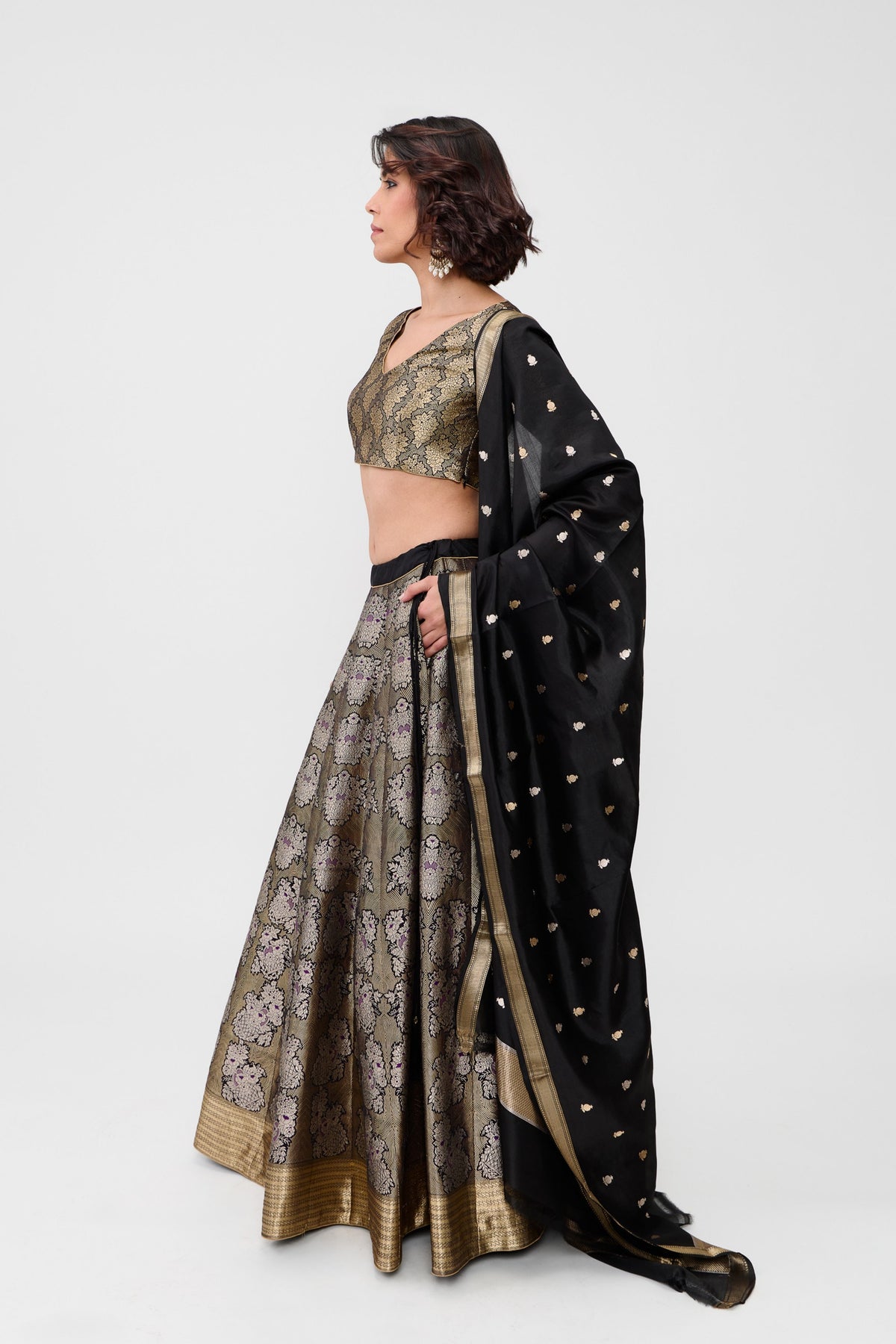 Black Gulhar Lehenga Set