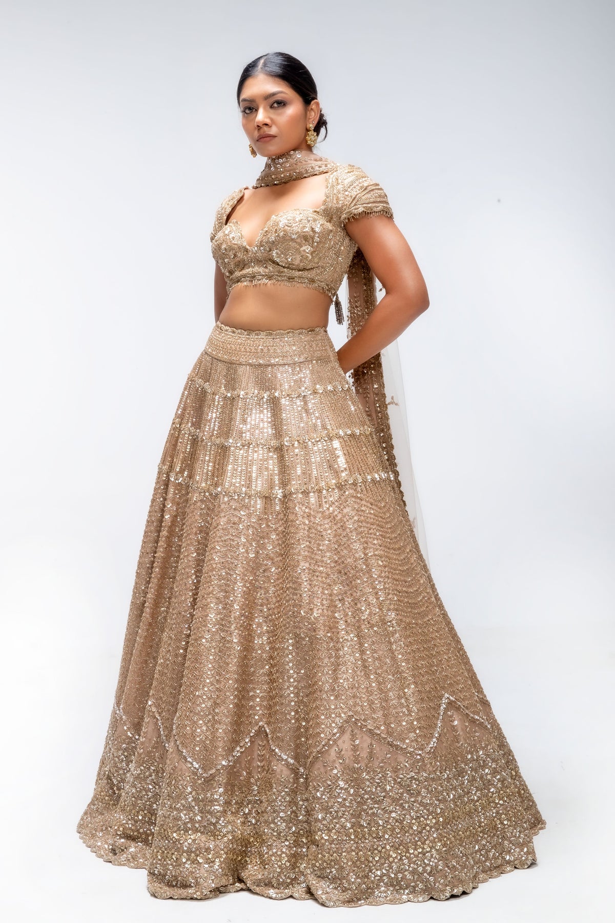 Golden Mirage Crest Lehenga