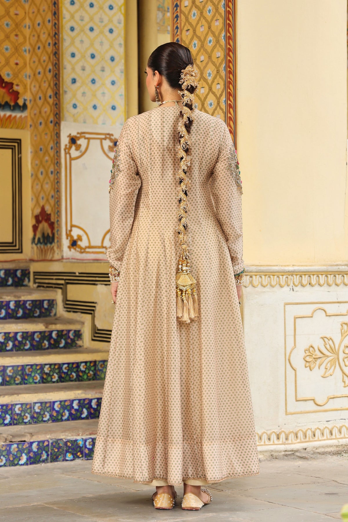 Ahista Ivory Angrakha Kalidar Set