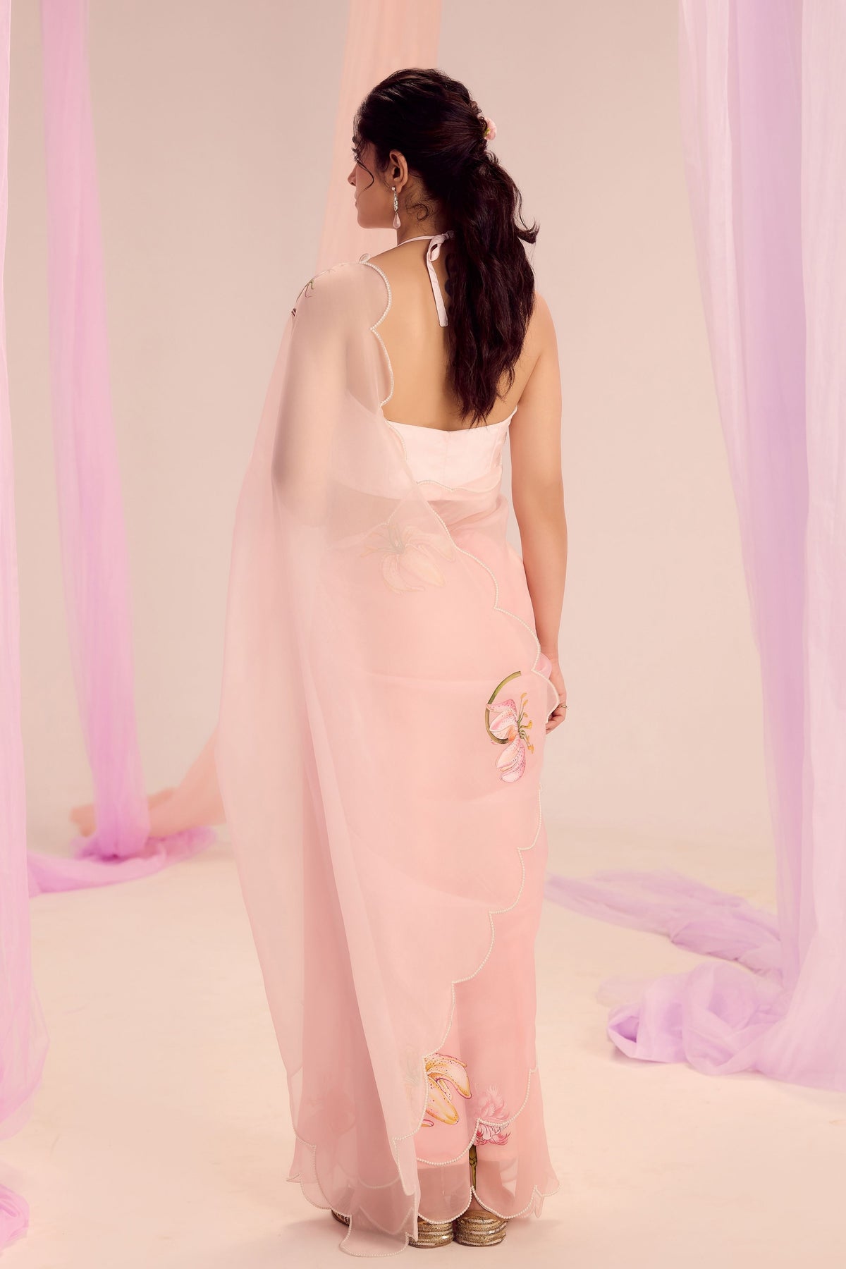Pink Pearl Bloom Saree