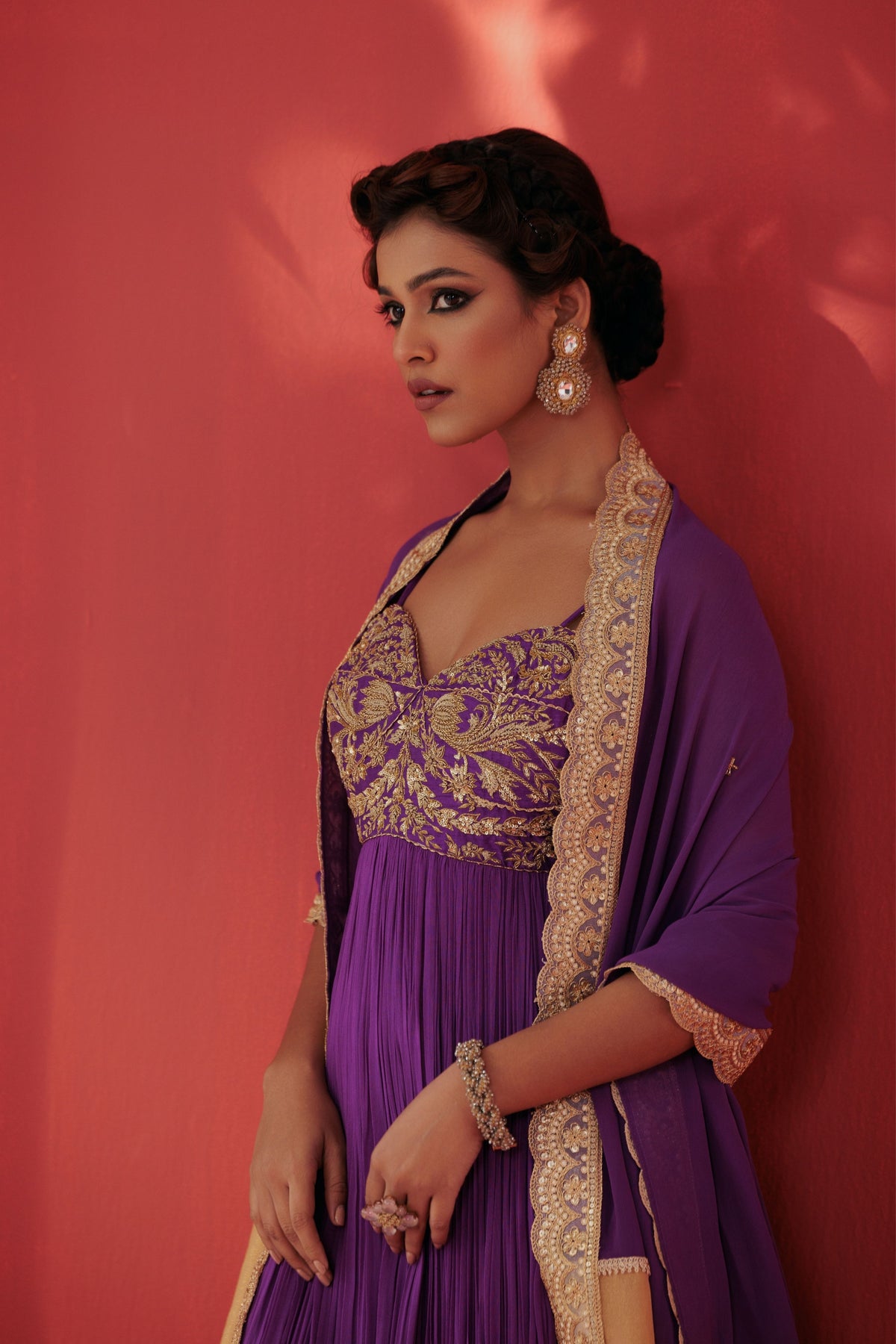 Purple Embroidered Anarkali