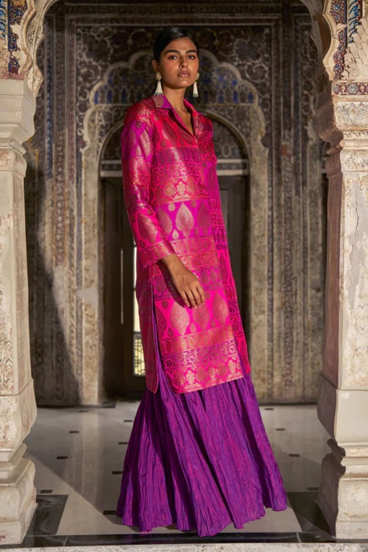 Banares Silk Brocade Longline Jacket