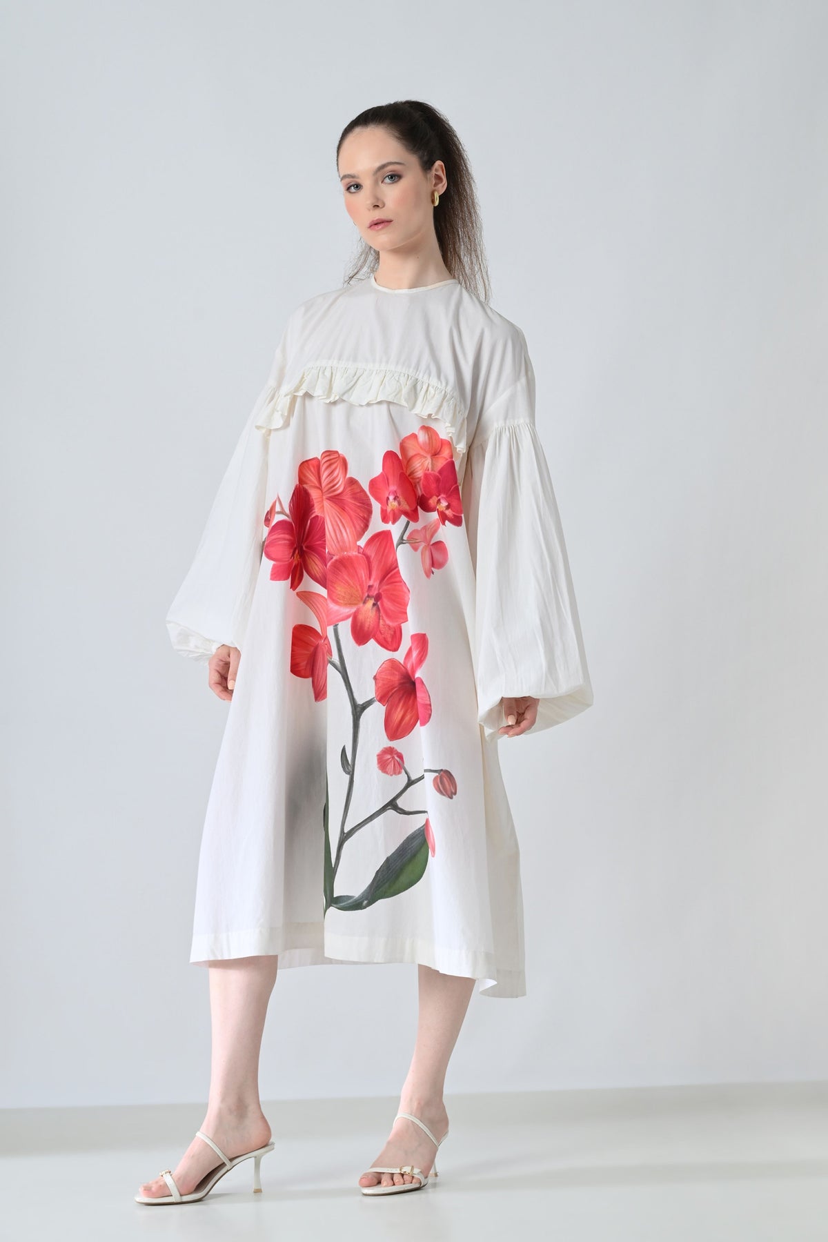 Ivory Orchid Printed Dress