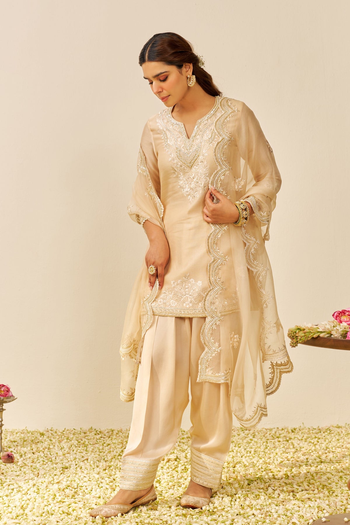 Haniya  Beige Kurta With Salwar