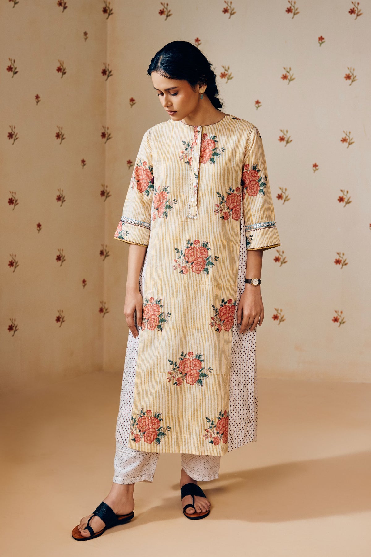 Rose Print Kurta Set