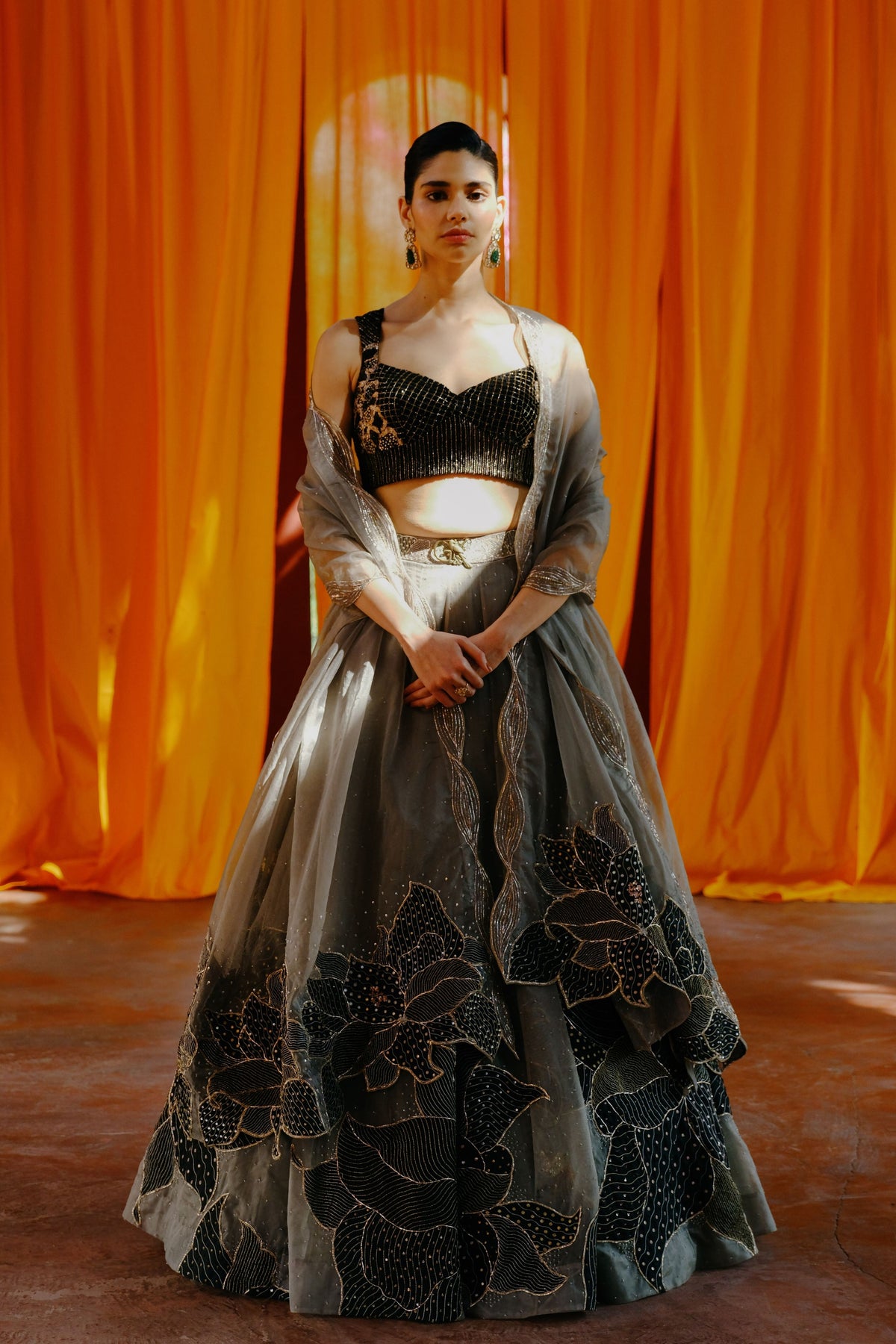 Olive Shadow Lehenga Set