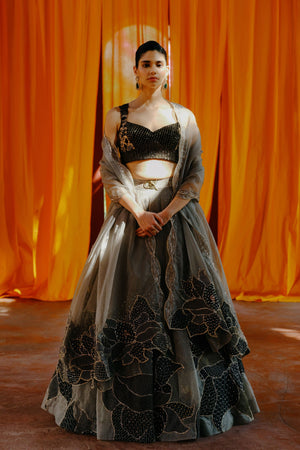Geethika Kanumilli Olive Shadow Lehenga Set Elahe
